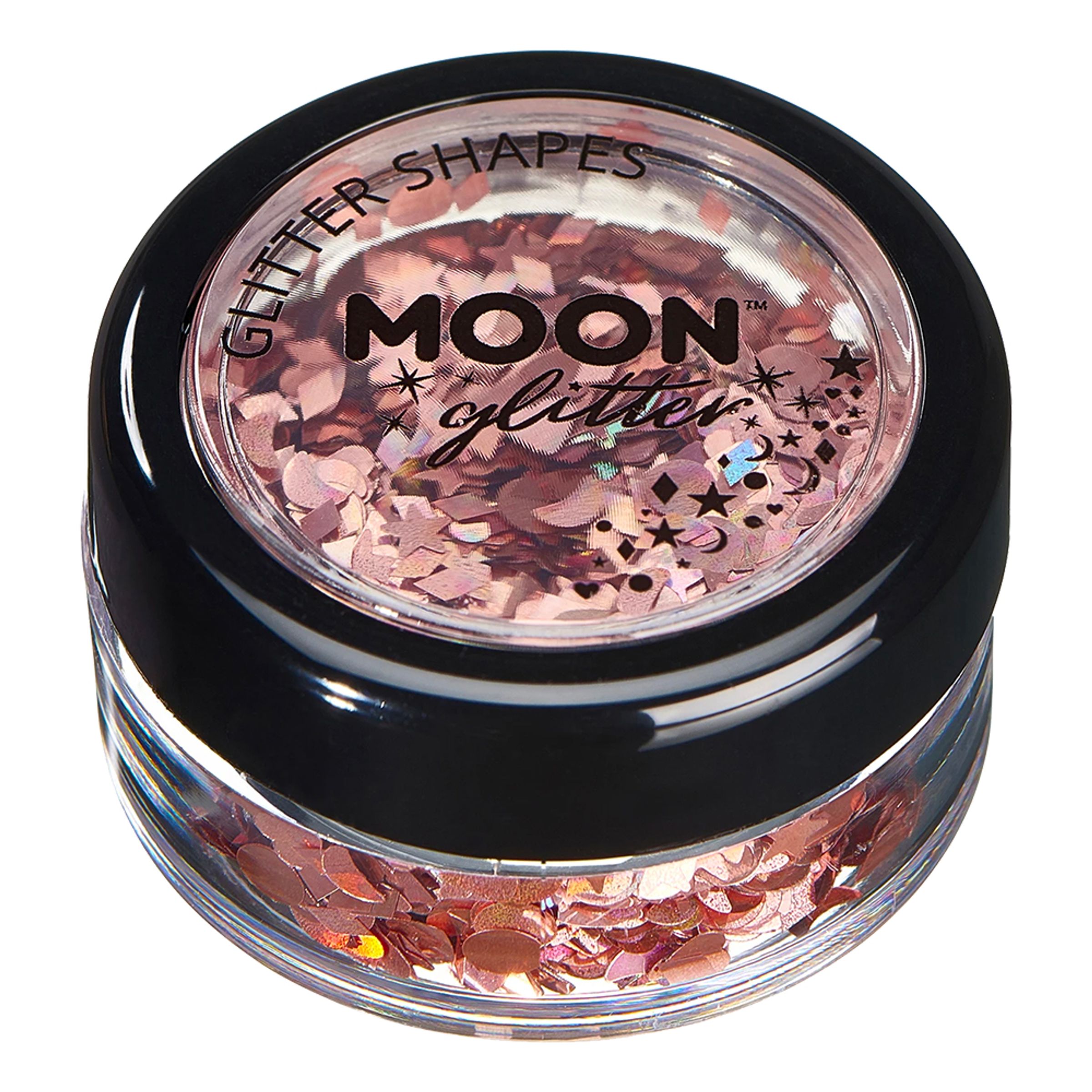 Läs mer om Moon Creations Holographic Glitter Shapes - Roséguld