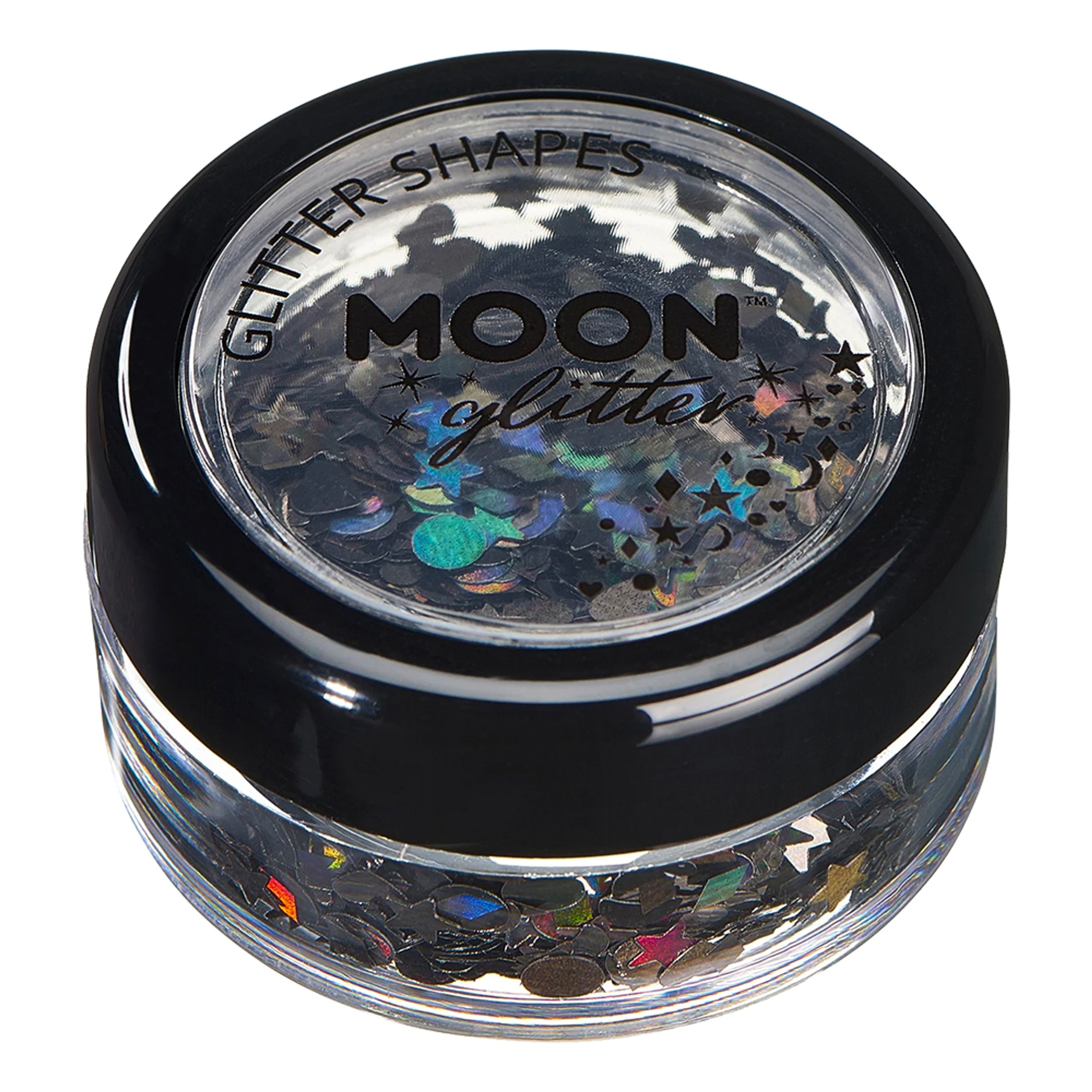 Läs mer om Moon Creations Holographic Glitter Shapes - Svart