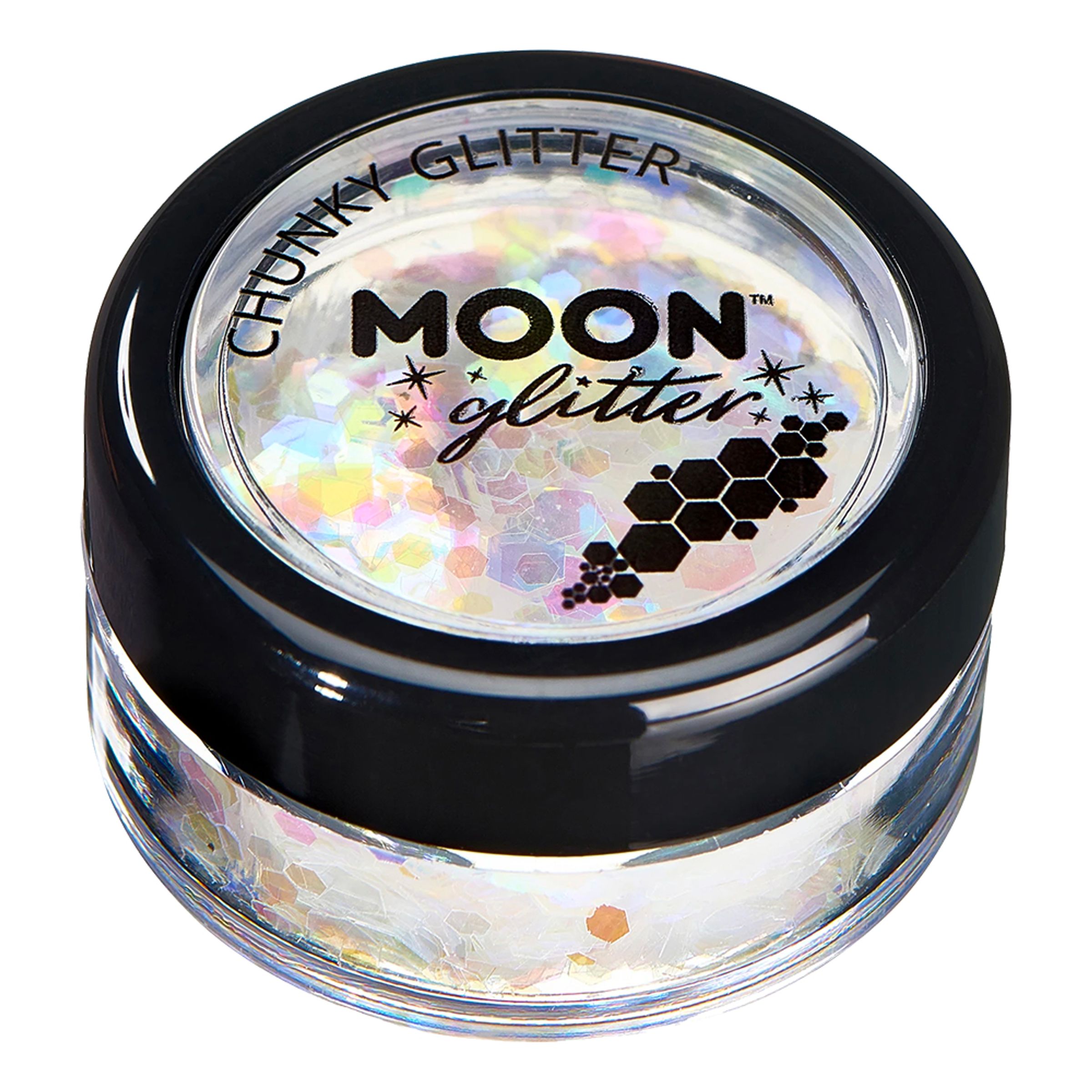 Läs mer om Moon Creations Iridescent Chunky Glitter - Vit