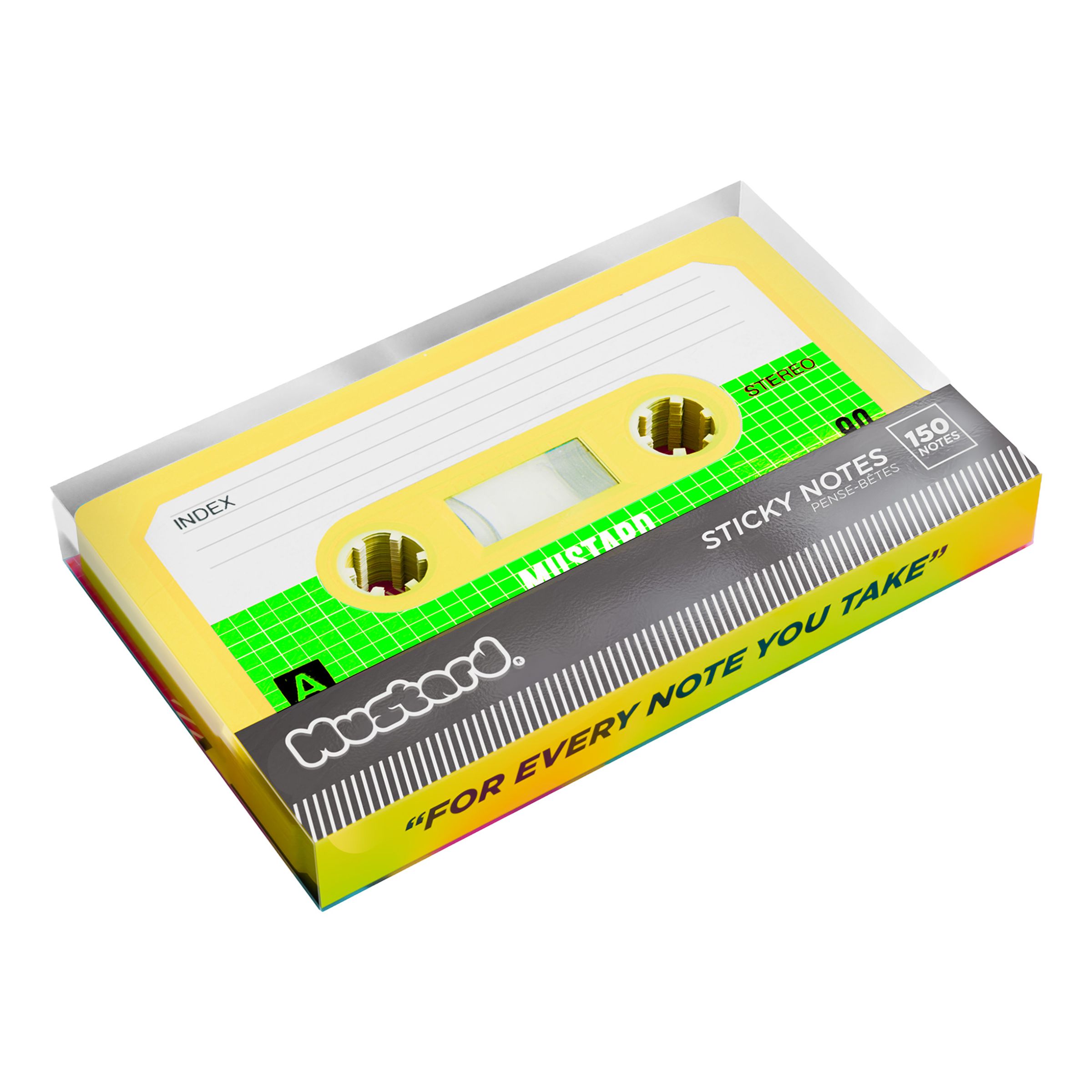 Mustard Cassette Sticky Notes | Hem - Roliga Prylar - Hem & Hushåll - På Skrivbordet | Pryloteket