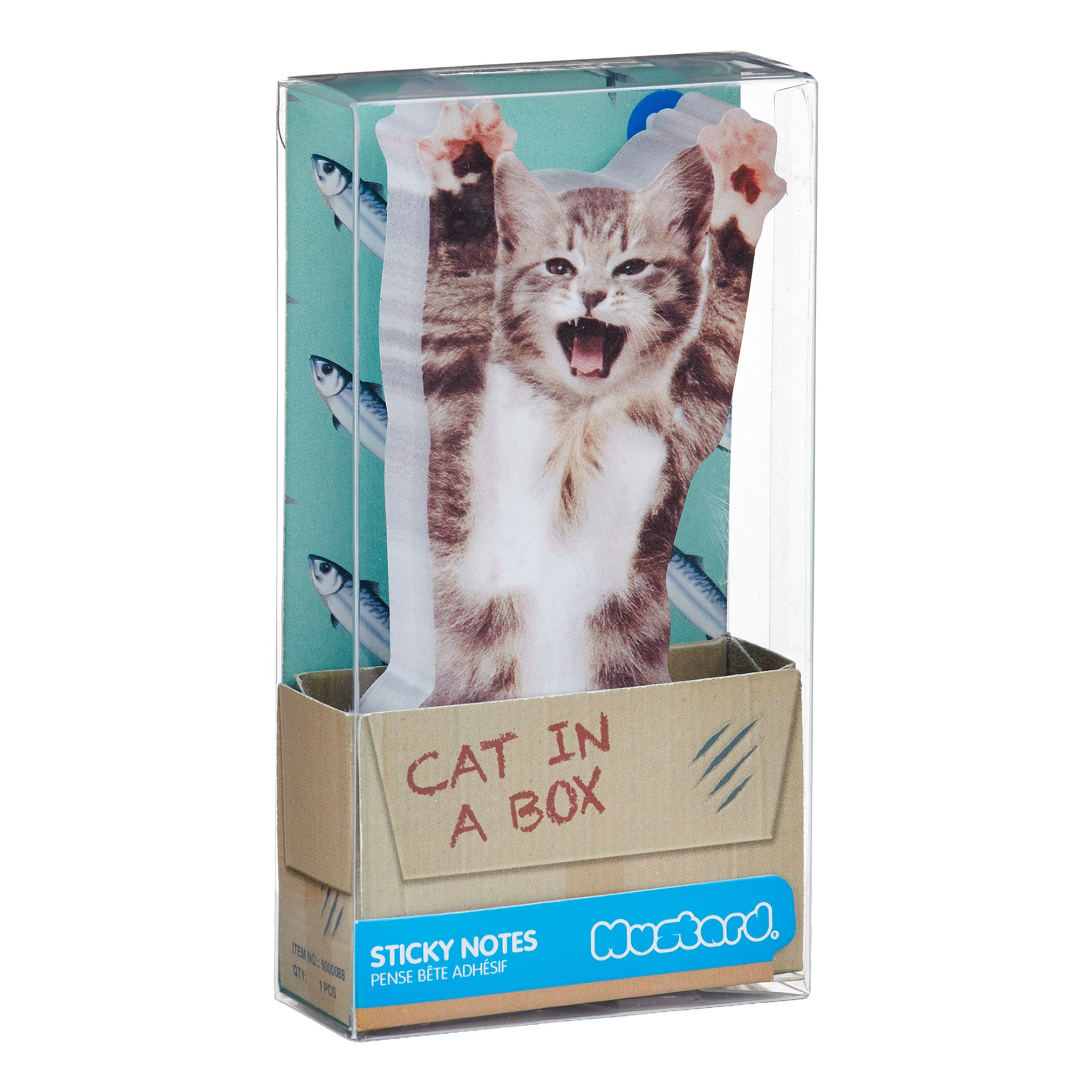 Mustard Cat In A Box Sticky Notes | Hem - Roliga Prylar - Hem & Hushåll - På Skrivbordet | Pryloteket