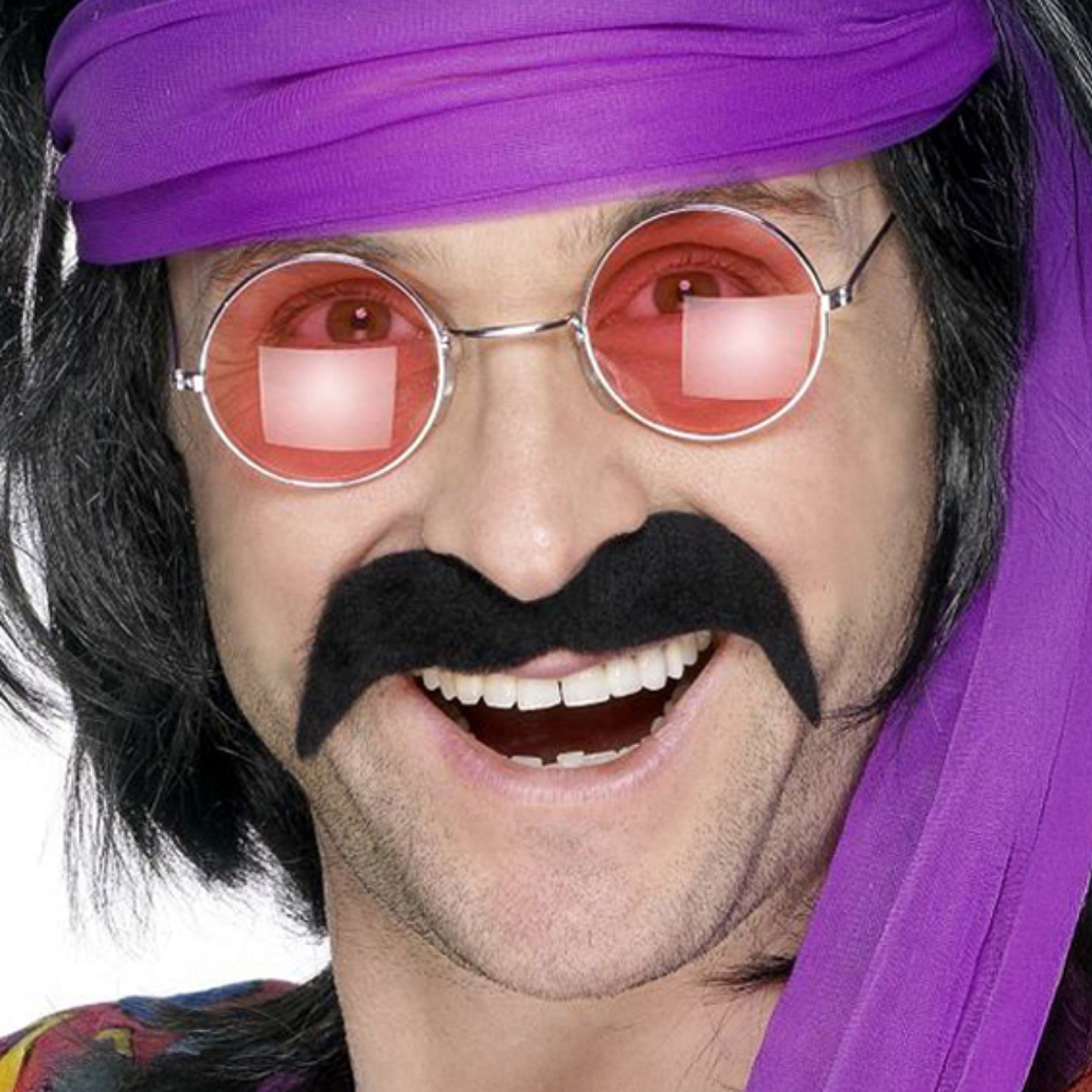 Mustasch Hippie Svart | Hem - Maskerad - Tillbehör - Skägg & Mustascher | Pryloteket