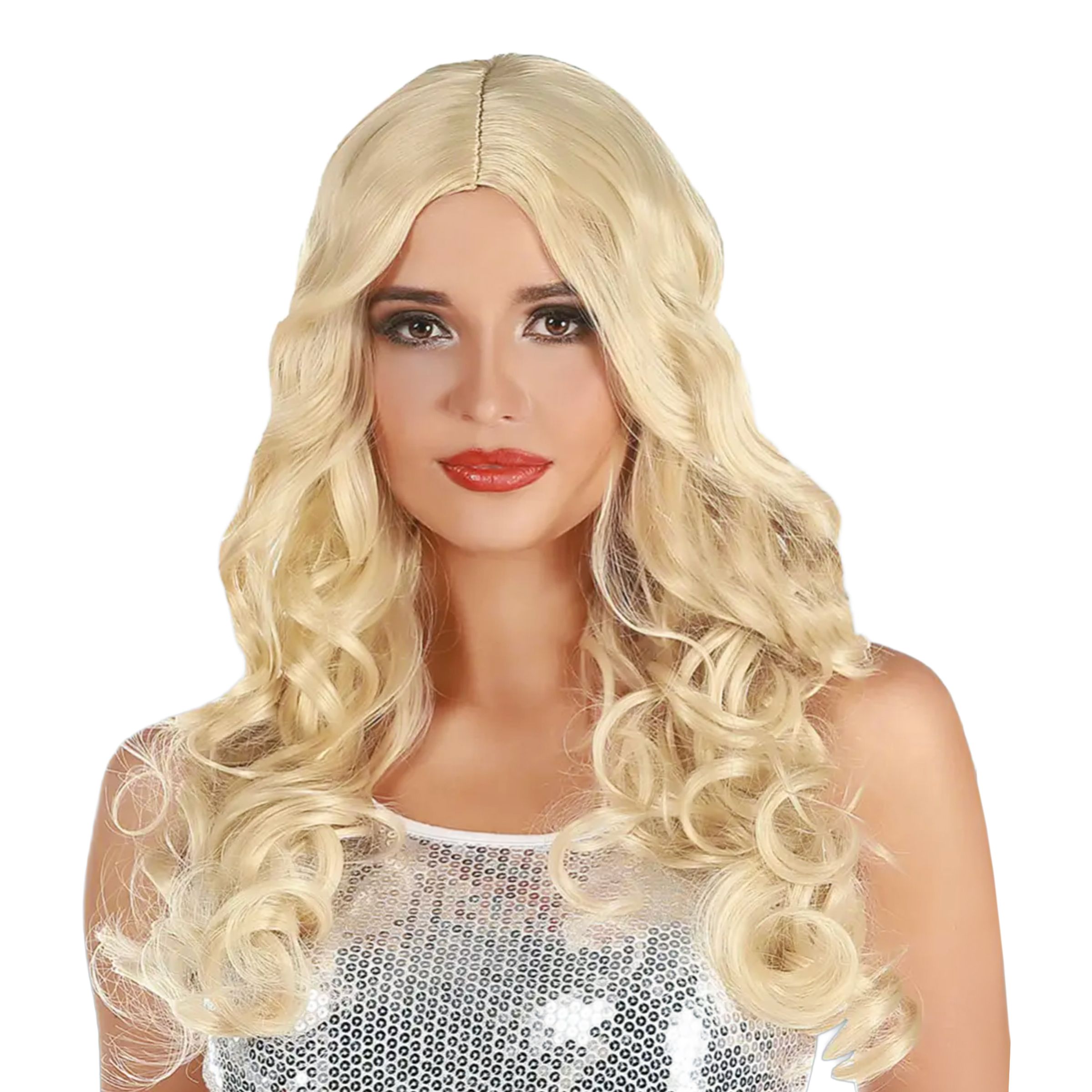 Naturliga Lockar Blond Lång Peruk - One size