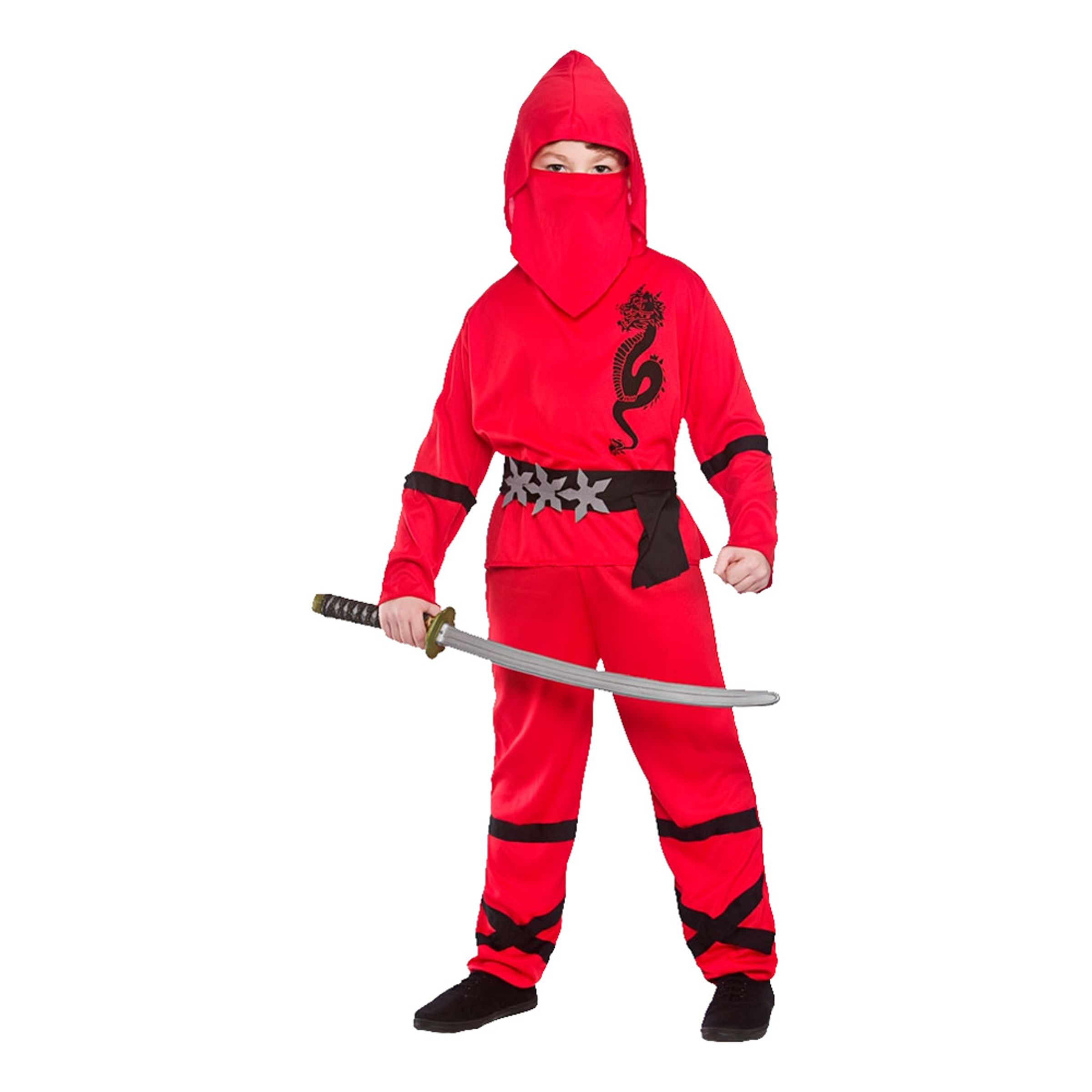 Ninja Röd Barn Maskeraddräkt - Small