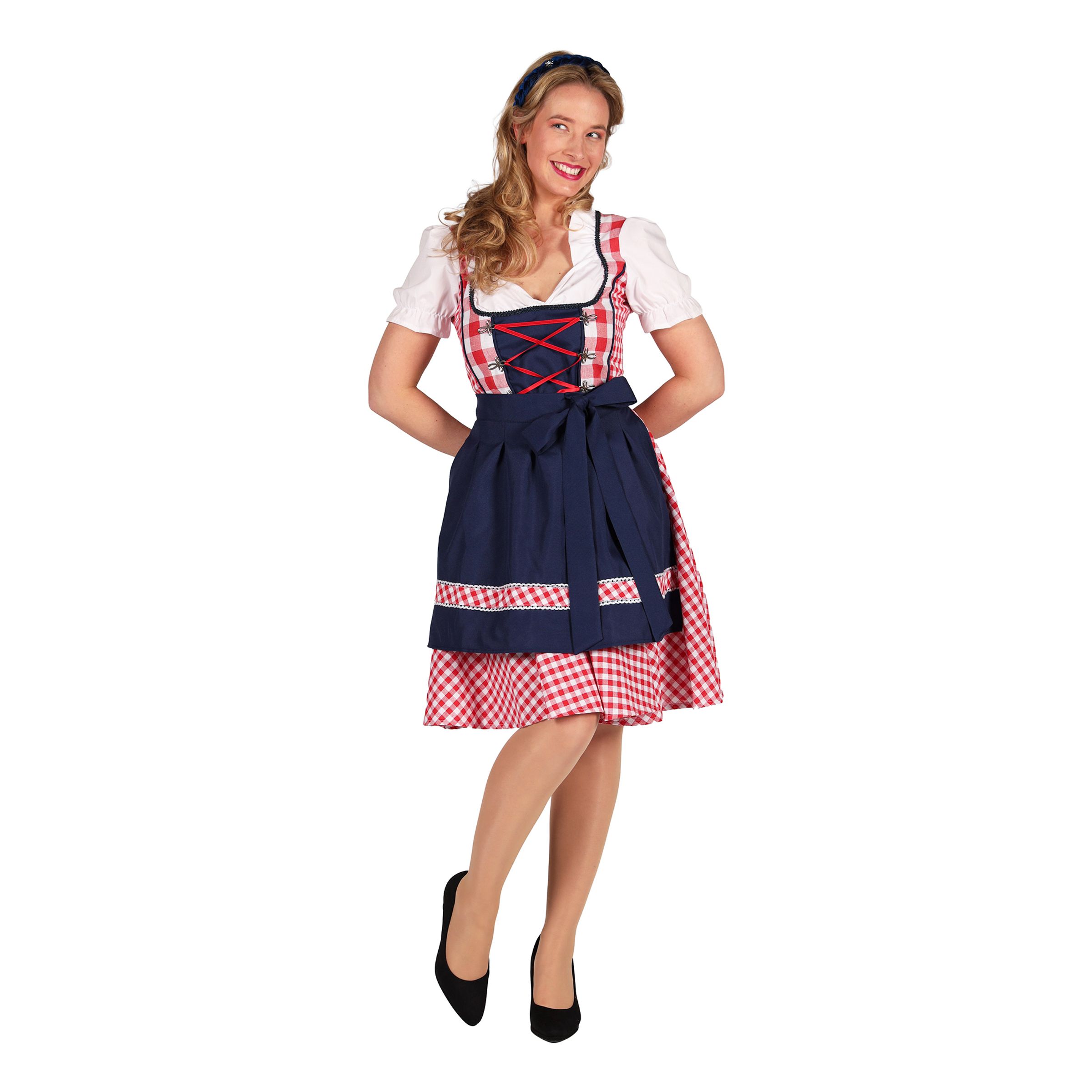Oktoberfest Dirndl Edelweiss Röd/Vit Maskeraddräkt - Small | Hem - Teman - Färger - Röd | Party Outlet
