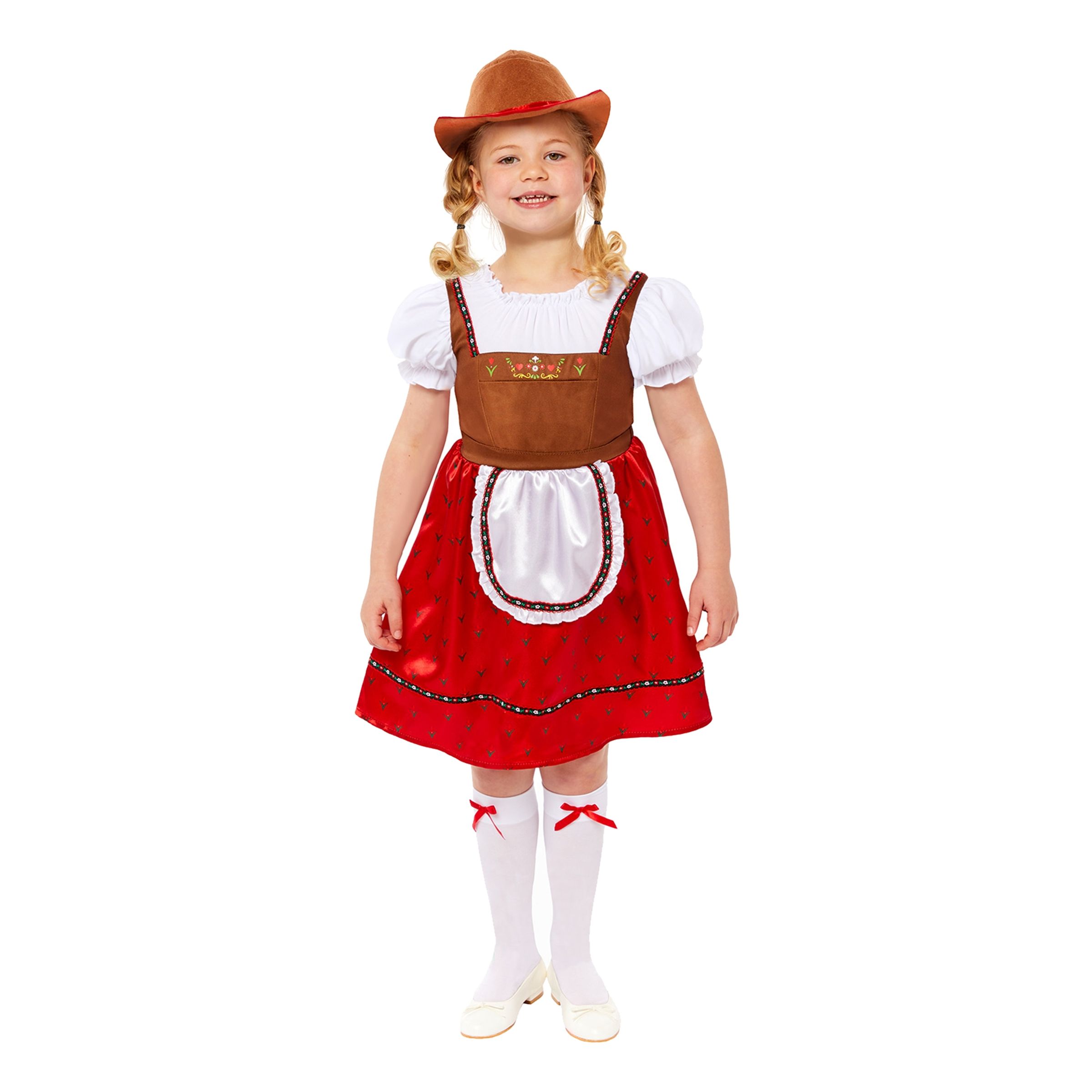Läs mer om Oktoberfest Röd Klänning Barn Maskeraddräkt - Small