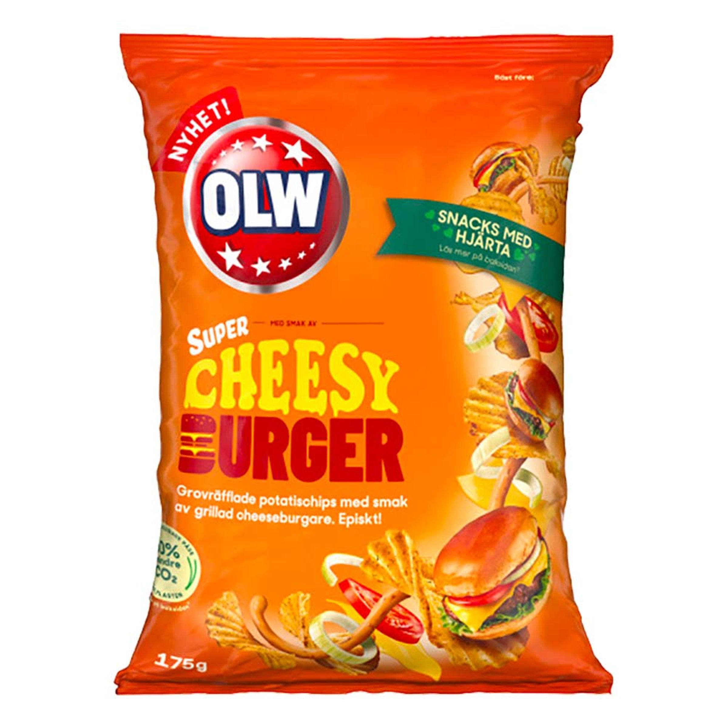 Läs mer om OLW Cheesy Burger Chips - 175 gram