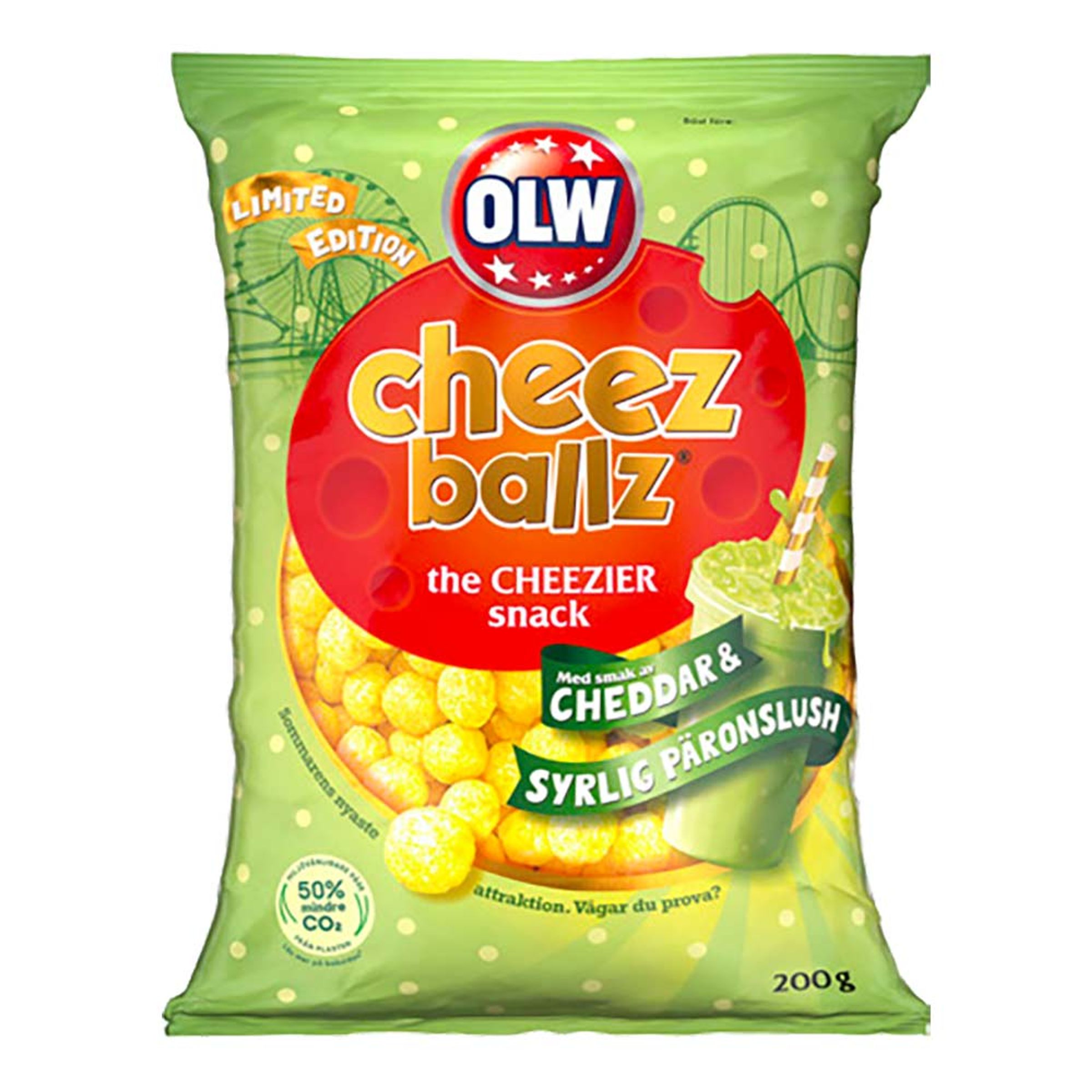 OLW Cheez Ballz Cheddar Syrlig Päronslush - 200 gram