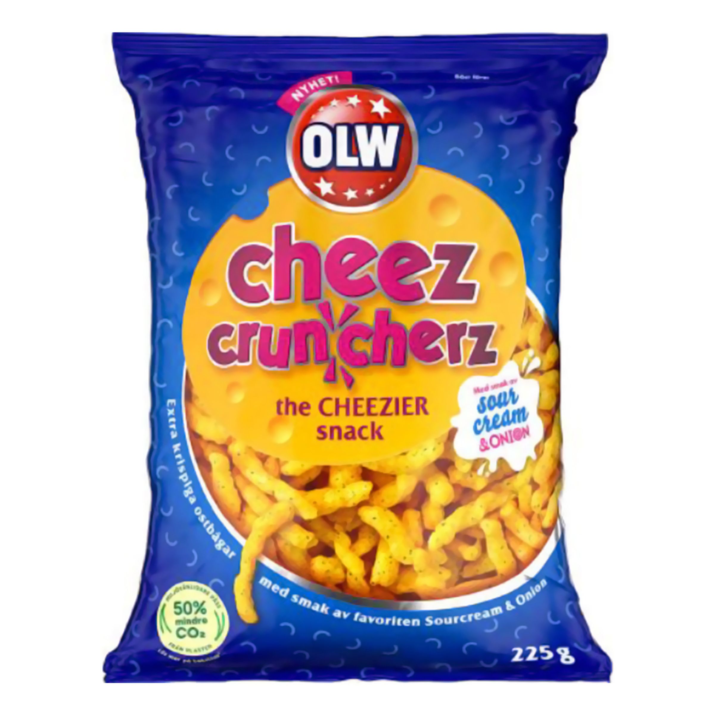 Läs mer om OLW Cheez Cruncherz Sourcream & Onion - 225 gram