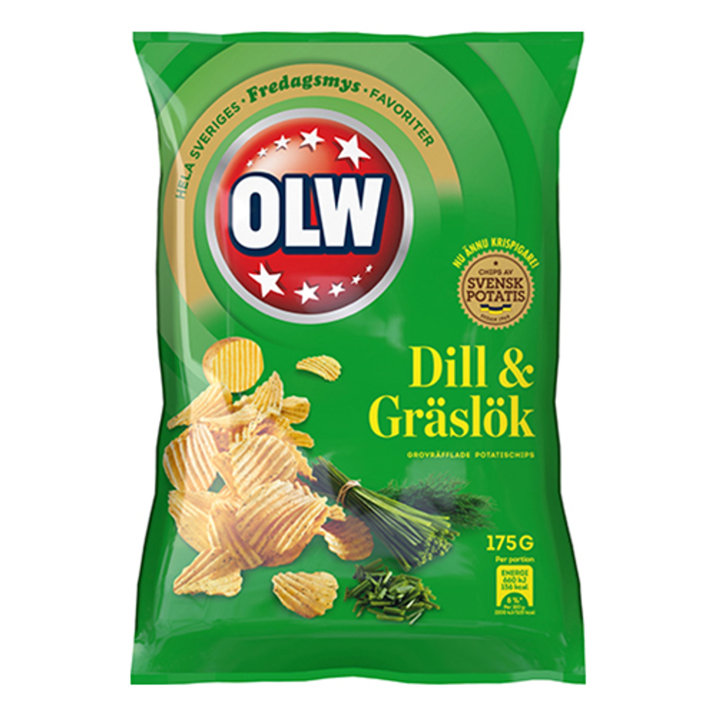 Läs mer om OLW Dill & Gräslök Chips - 175 gram