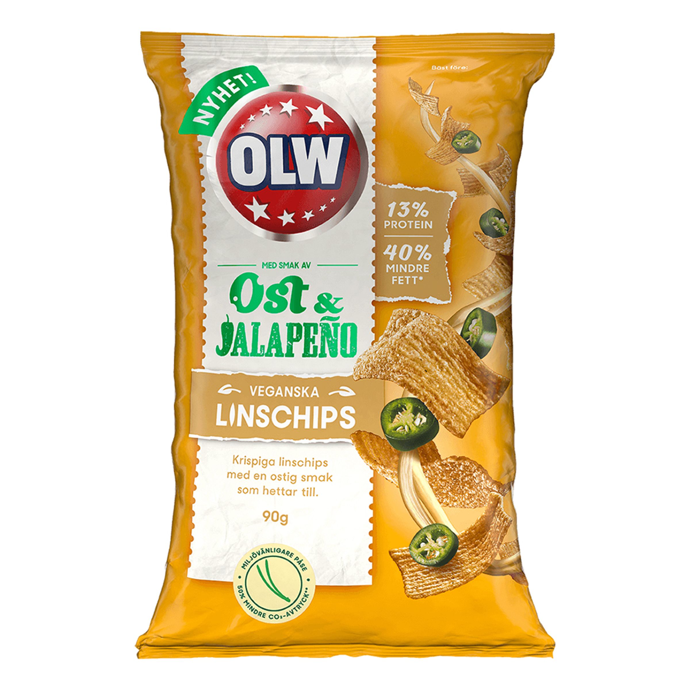 OLW Linschips Ost & Jalapeno - 90 gram