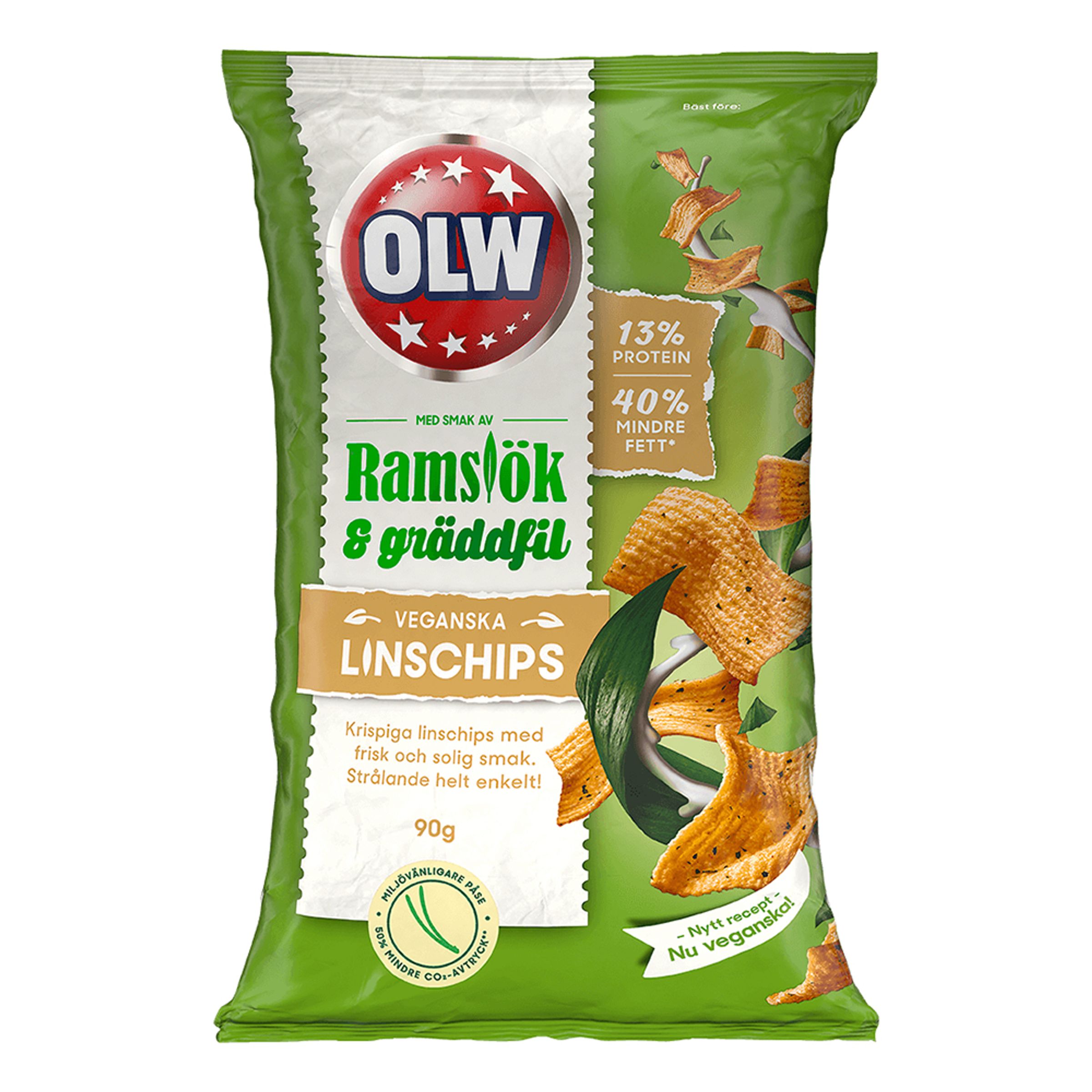 OLW Linschips Ramslök & Gräddfil - 90 gram