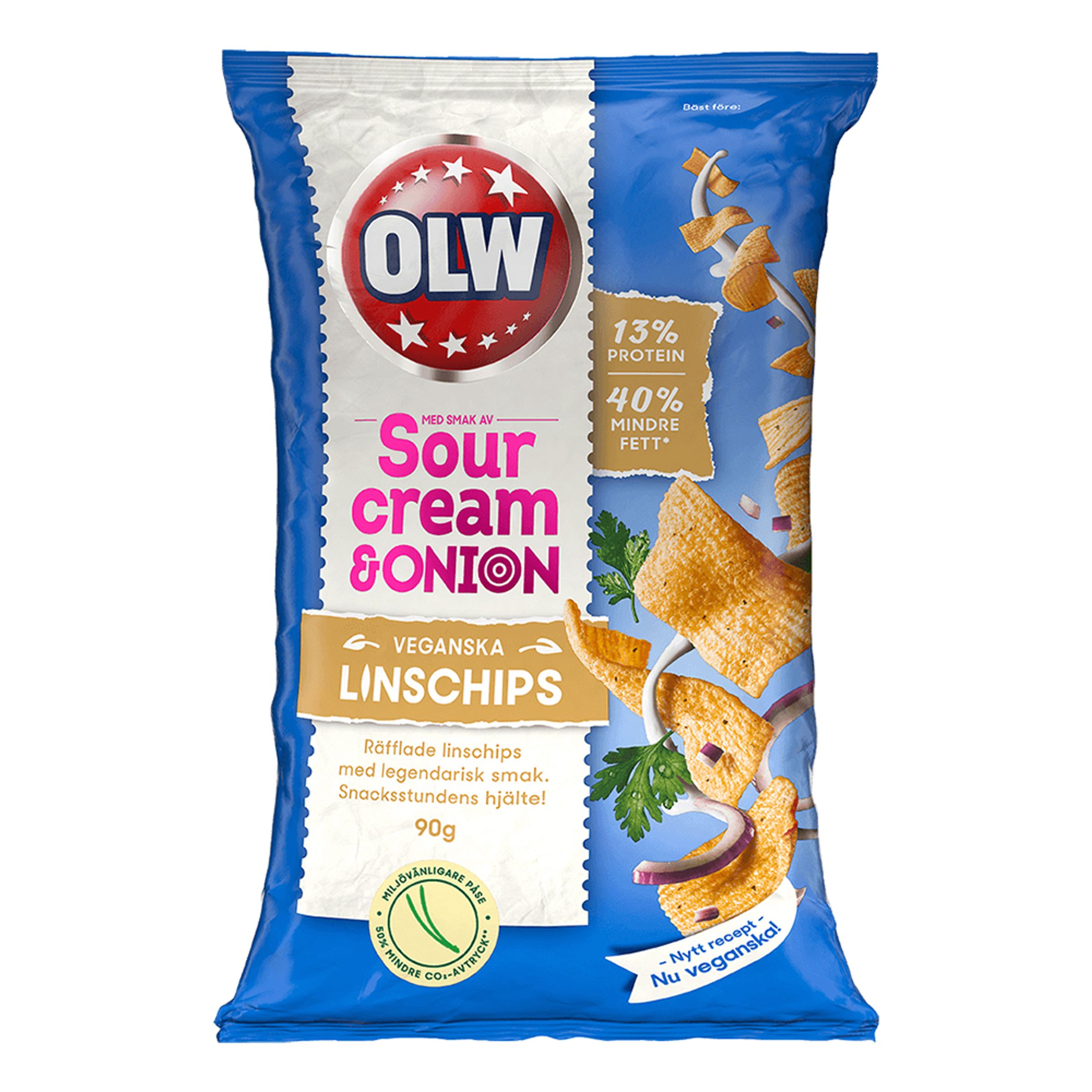 Läs mer om OLW Linschips Sourcream & Onion - 90 g