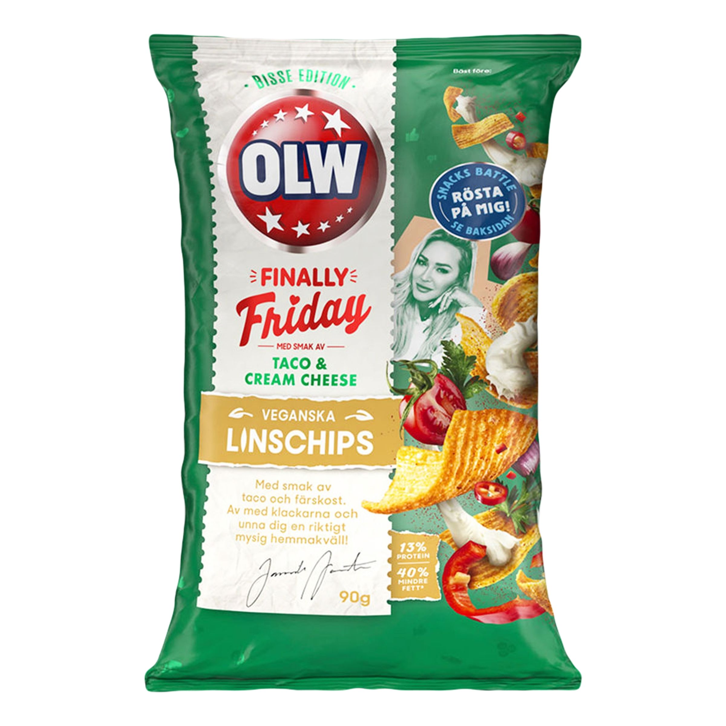 OLW Linschips Taco & Cream Cheese - 90 gram