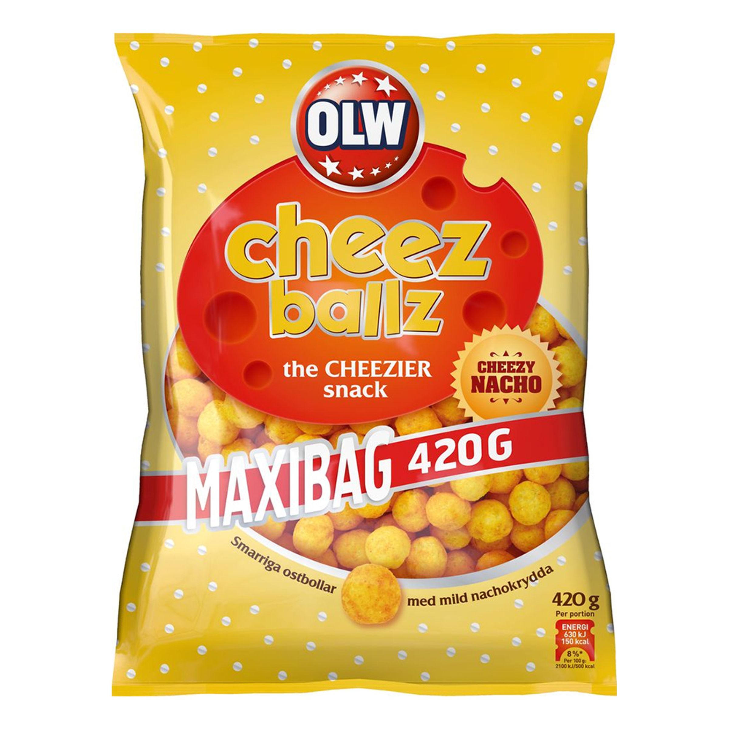 Läs mer om OLW Maxibag Cheez Balls - 420 gram