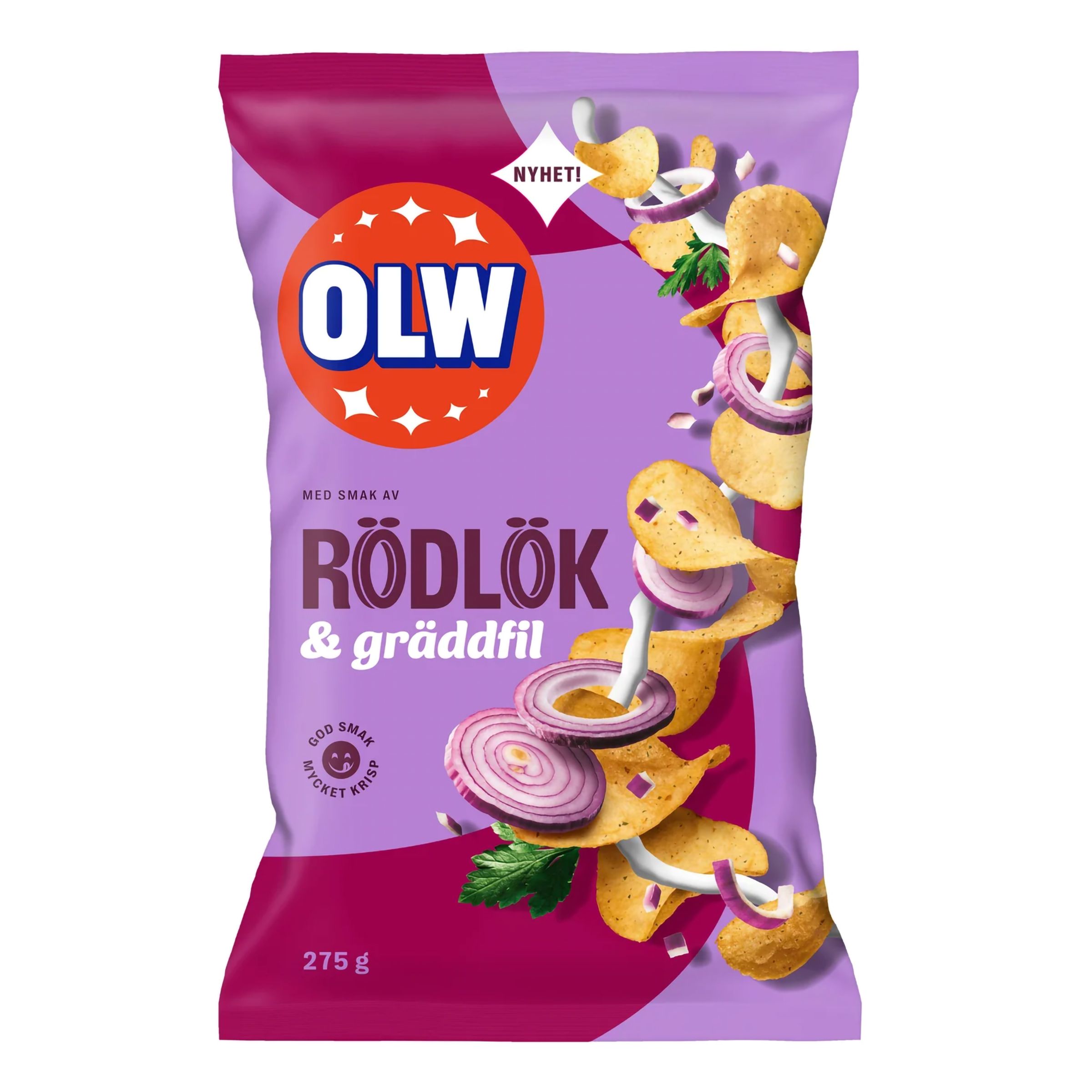 OLW Rödlök & Gräddfil - 275 g | Hem - Godis & Läsk - Snacks - Chips | Pryloteket