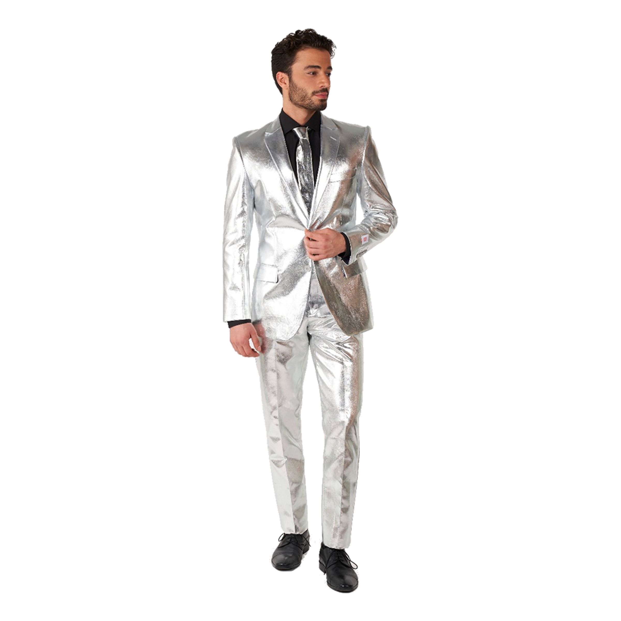 OppoSuits Shiny Silver Kostym - 62