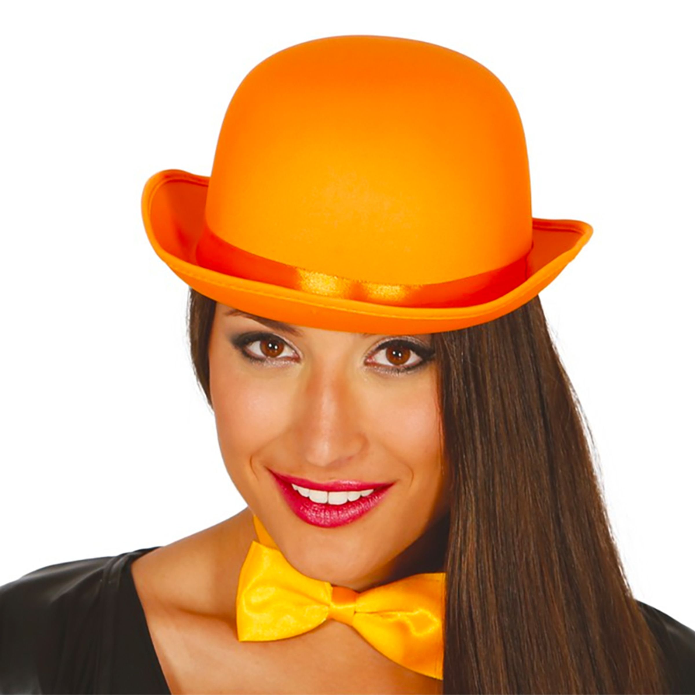Läs mer om Orange Bowlerhatt - One size