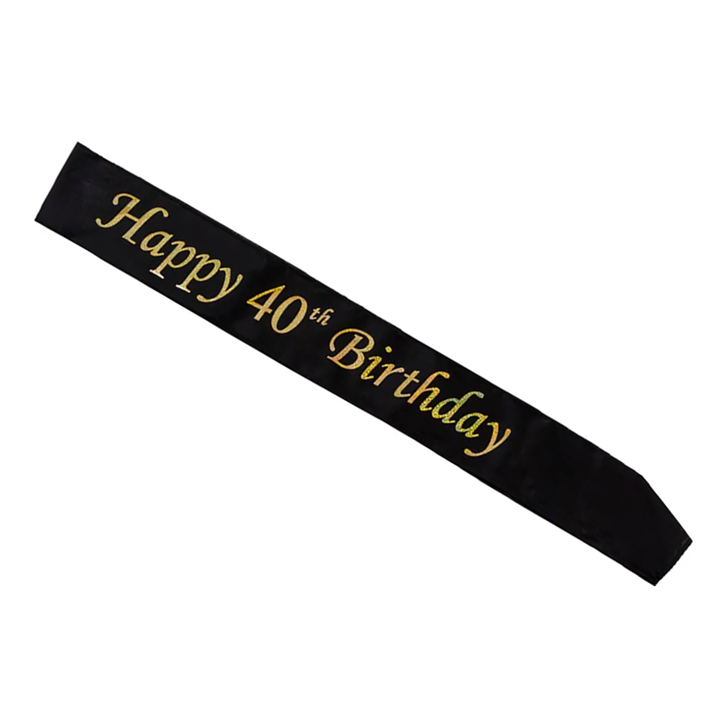 Ordensband Happy 40th Birthday Svart/Guld | Hem - Teman - Högtider - Födelsedagsfest | Maskeradspecialisten