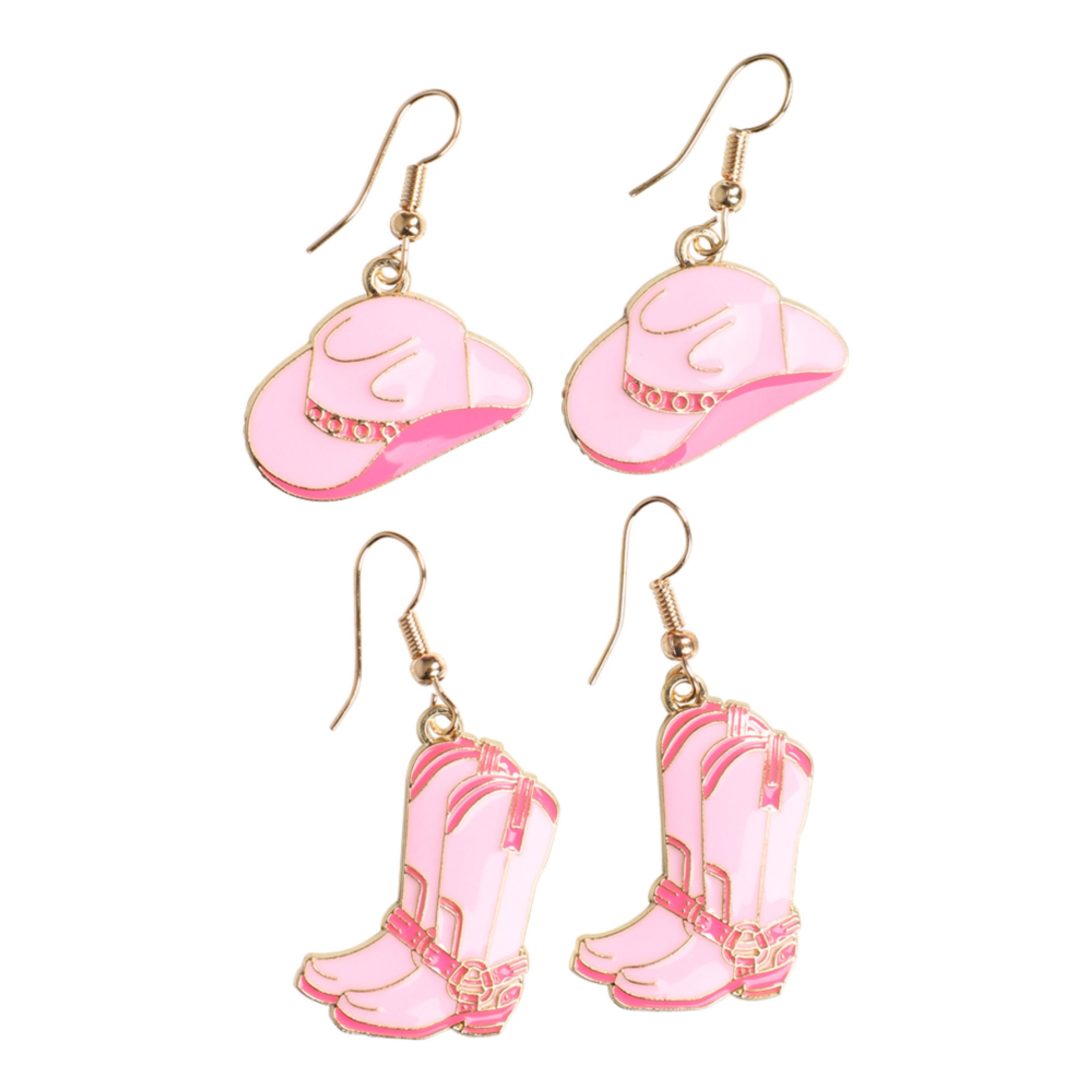 Örhängen Cowboy Rosa Set - 2-pack | Hem - Teman - Färger - Rosa | Maskeradspecialisten