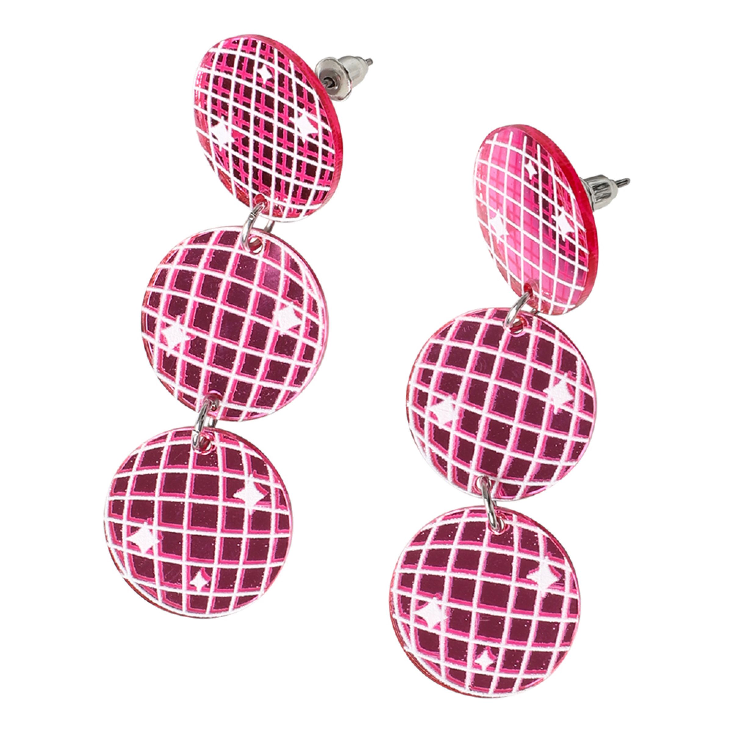 Örhängen Rosa Discobollar | Hem - Teman - Färger - Rosa | Party Outlet