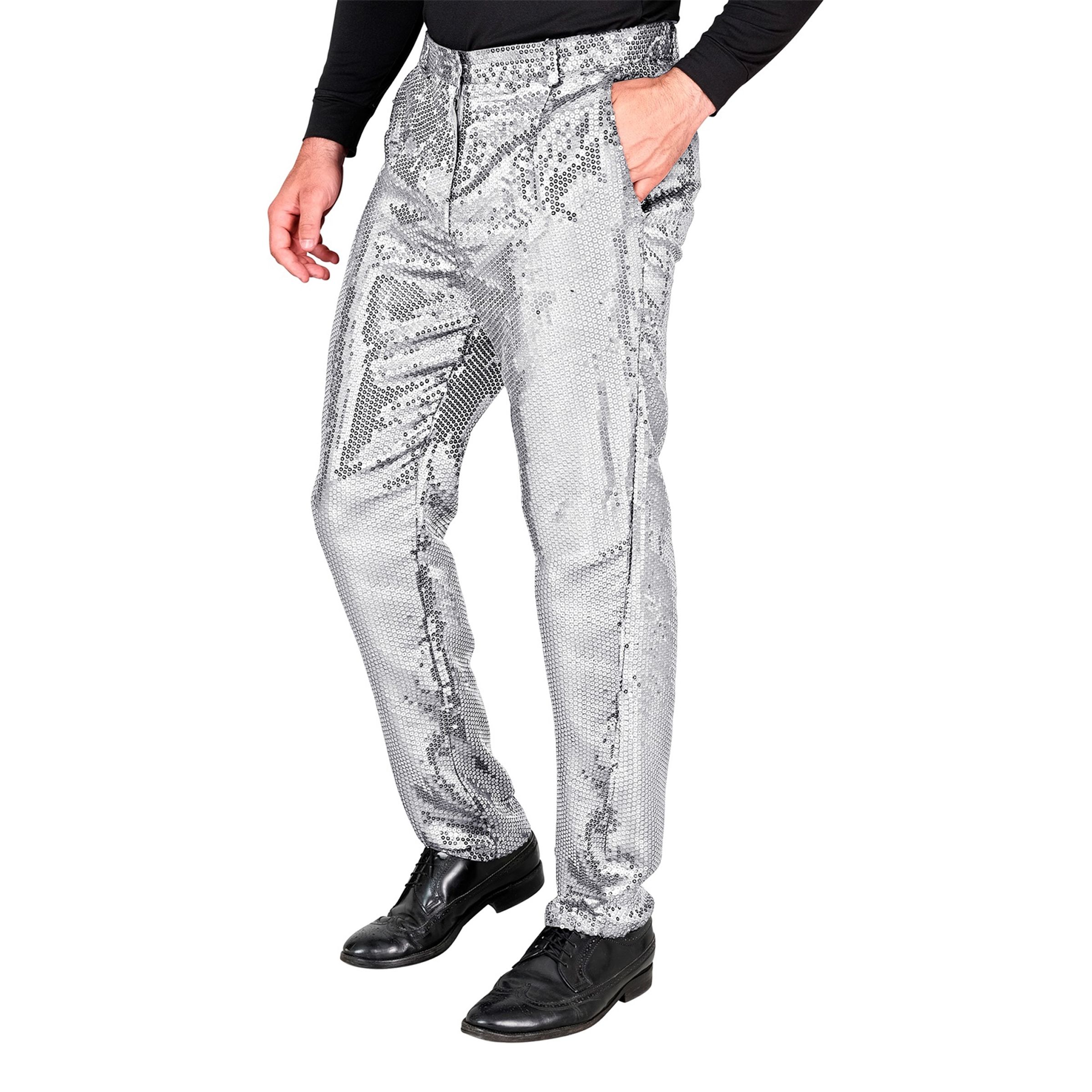 Paljettbyxor Herr Silver - X-Large | Hem//Teman//Högtider//NYÅRSFEST | PartyOutlet