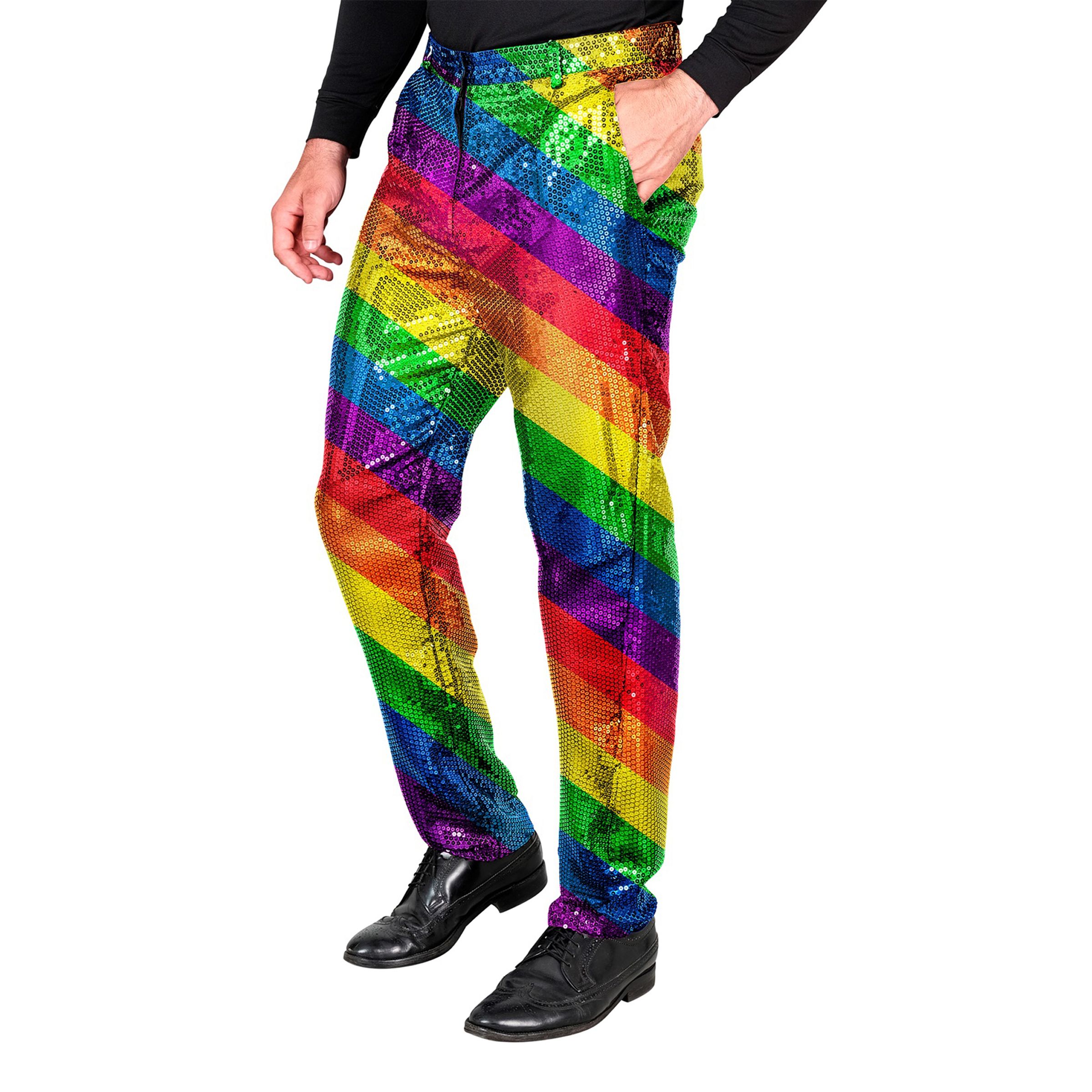 Paljettbyxor Multi Pride Herr - X-Large | Hem - Maskerad - Maskeraddräkter - Herrdräkter | Party Outlet
