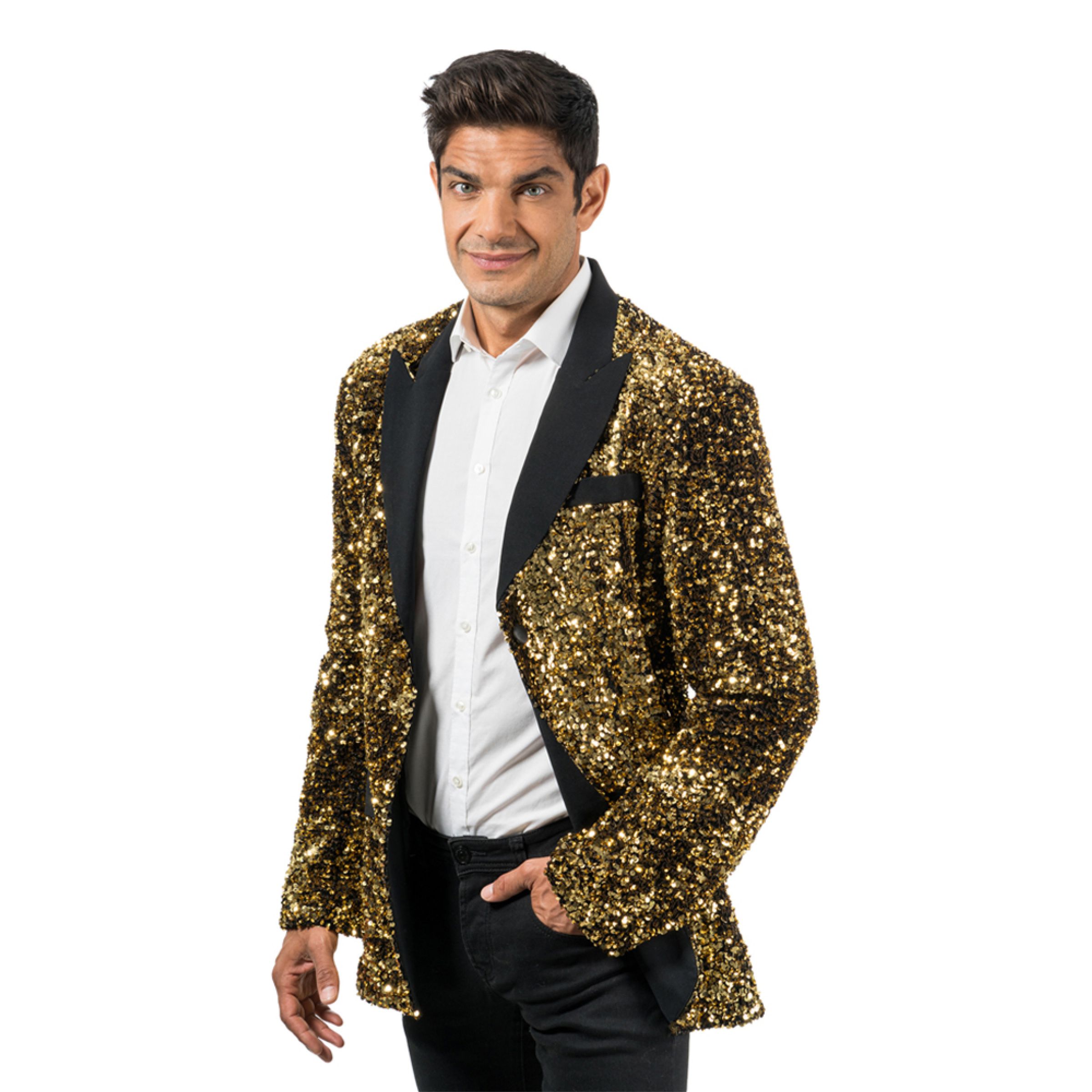 Paljettkavaj Herr Guld - Large | Hem - Teman - Högtider - Nyår - Nyårsdräkter | Maskeradspecialisten