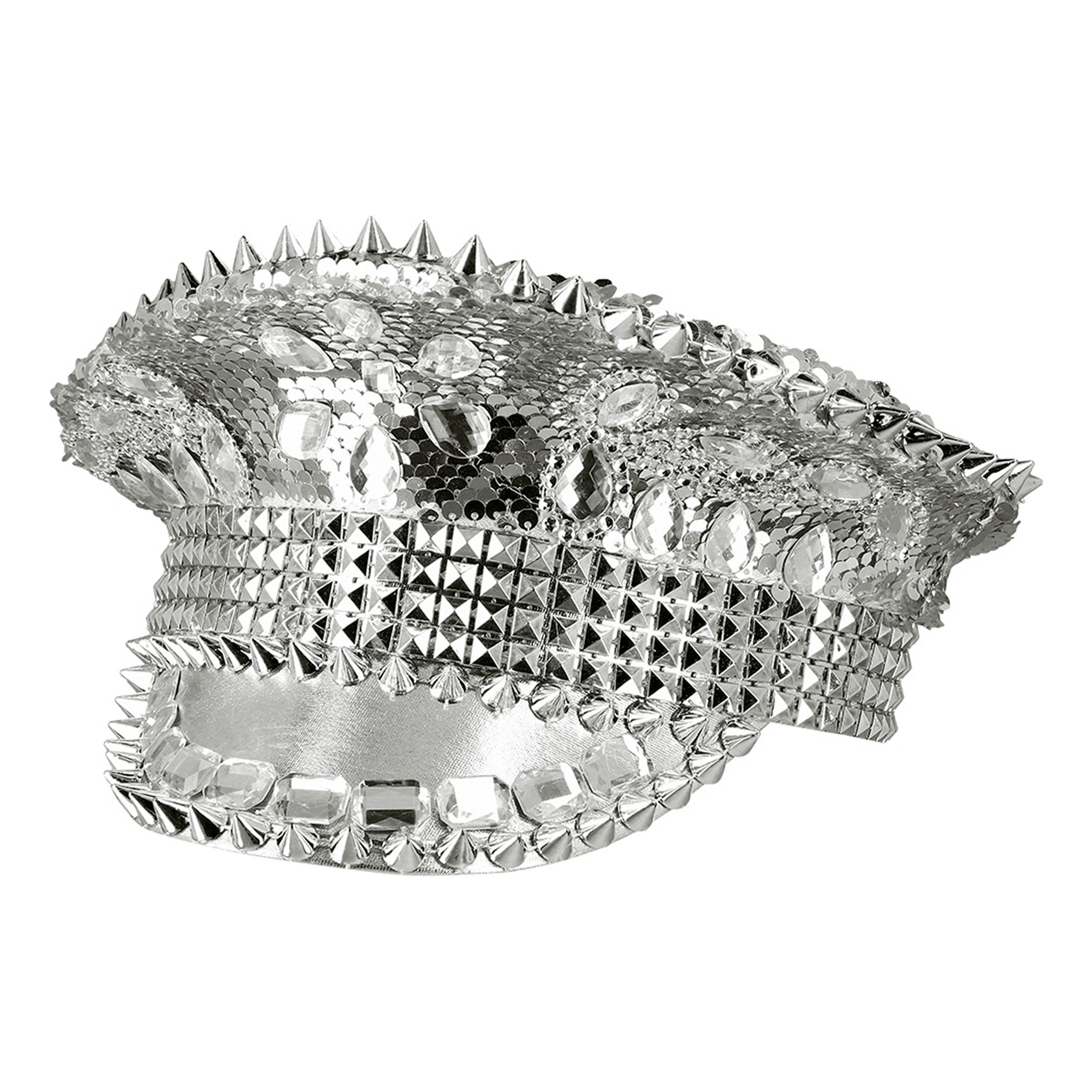 Paljettkeps med Nitar Silver - One size | Hem - Maskerad - Hattar - Vuxenhattar | Pryloteket