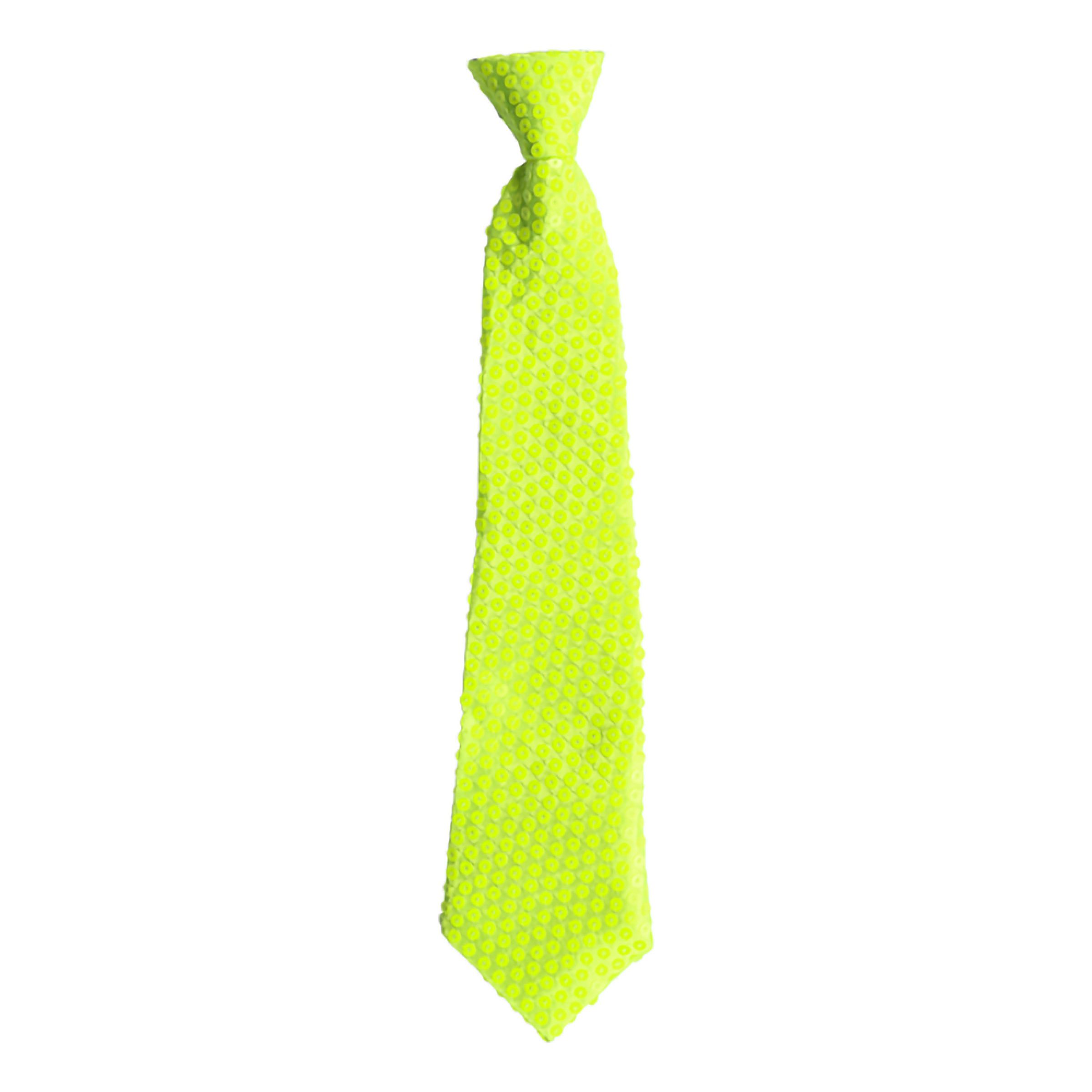 Paljettslips Neongul - One size | Hem - Maskerad - Tillbehör - Slipsar & Flugor | Pryloteket