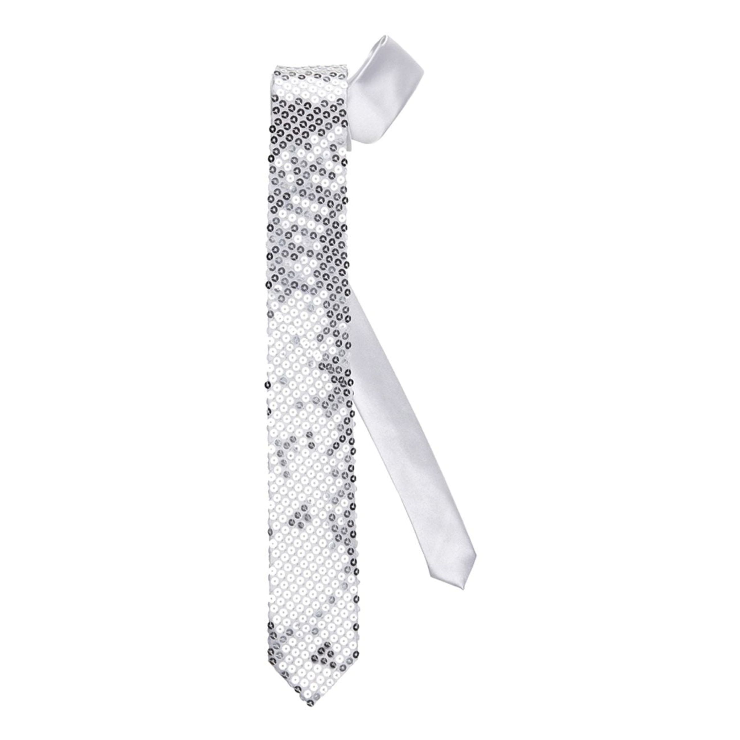 Paljettslips Silver | Hem - Maskerad - Tillbehör - Slipsar & Flugor | Pryloteket