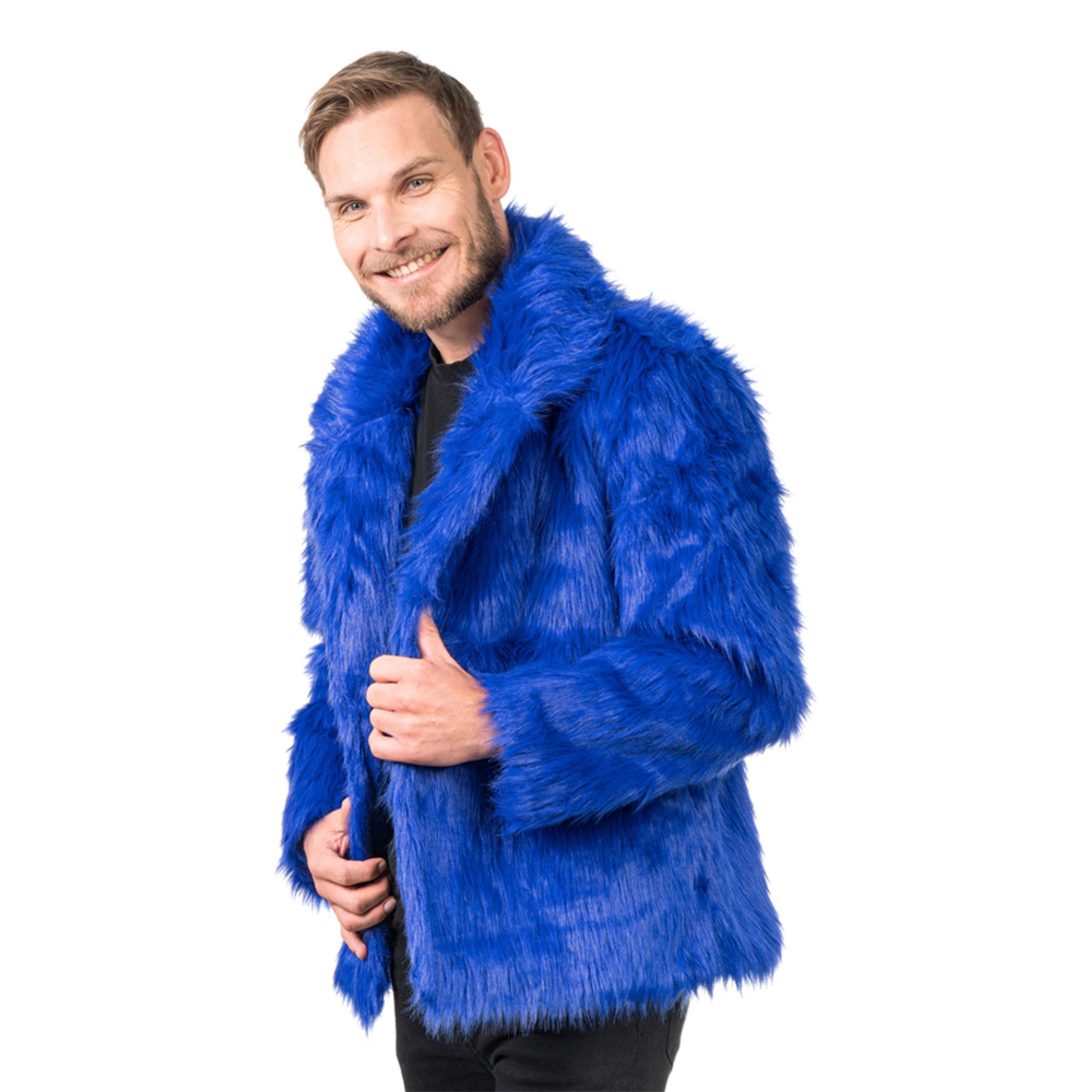 Pälsjacka Blå - X-Large | Hem - Roliga Prylar - Kläder - Jackor | Maskeradspecialisten