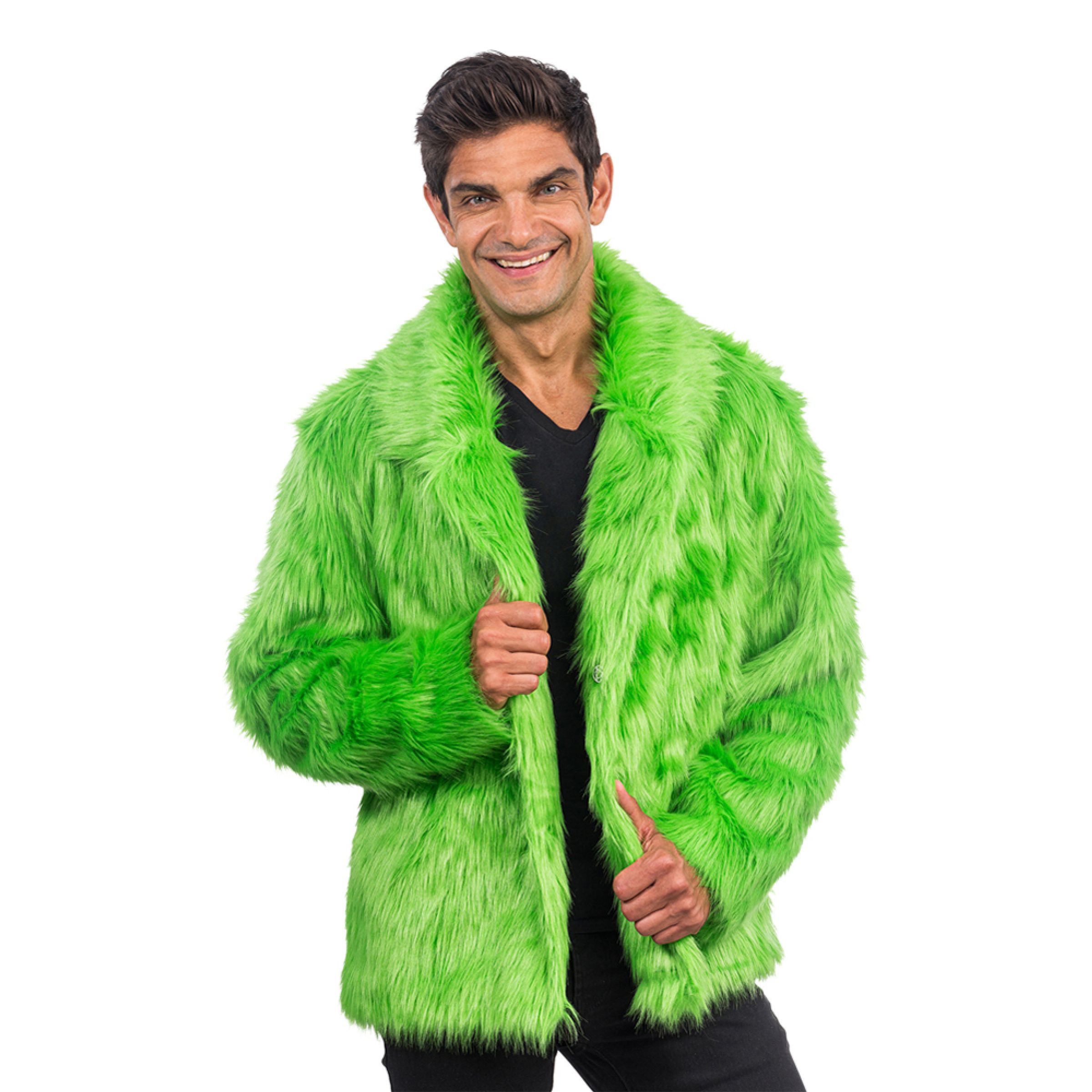 Pälsjacka Grön - Small | Hem - Roliga Prylar - Kläder - Jackor | Maskeradspecialisten