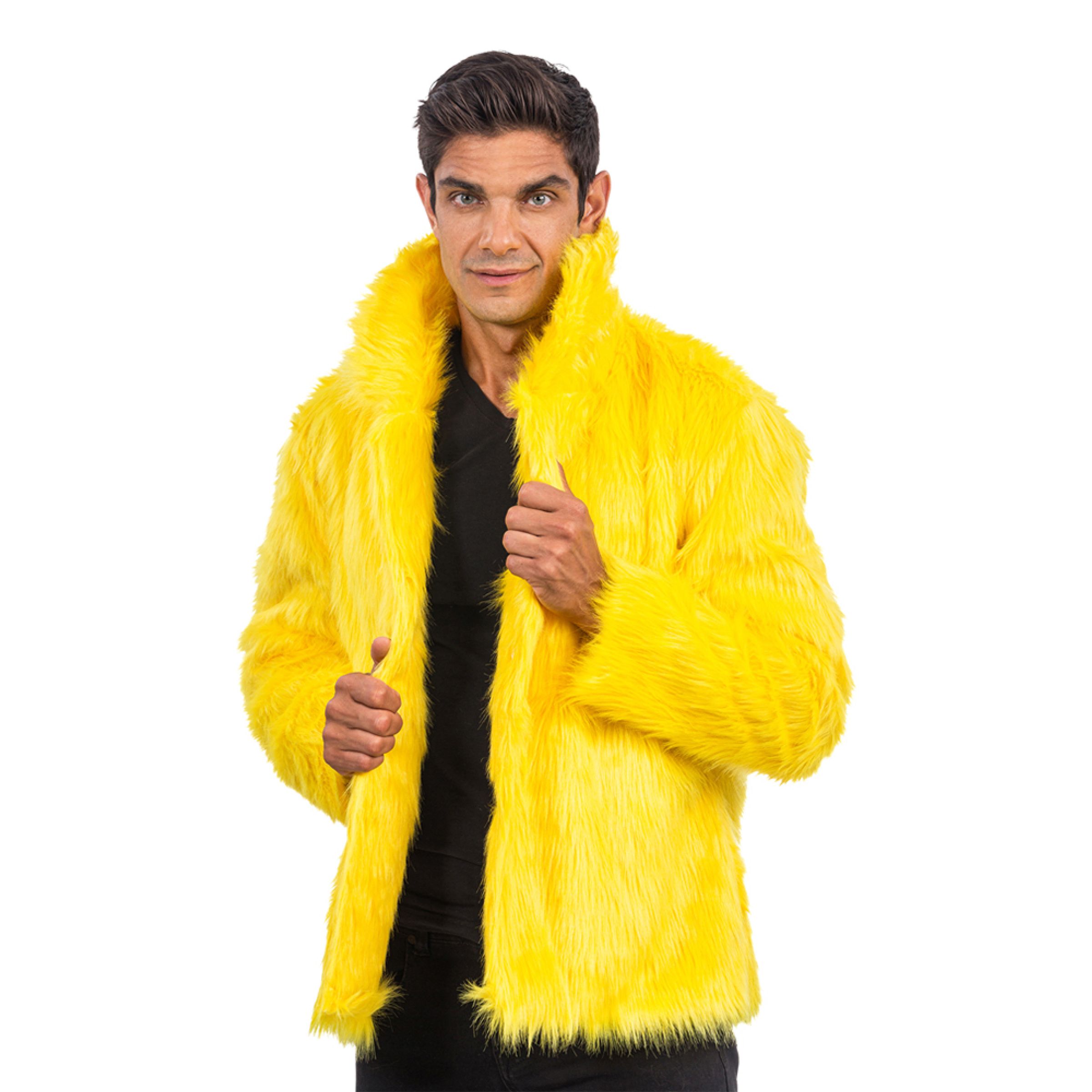 Pälsjacka Gul - Medium | Hem - Roliga Prylar - Kläder - Jackor | Maskeradspecialisten