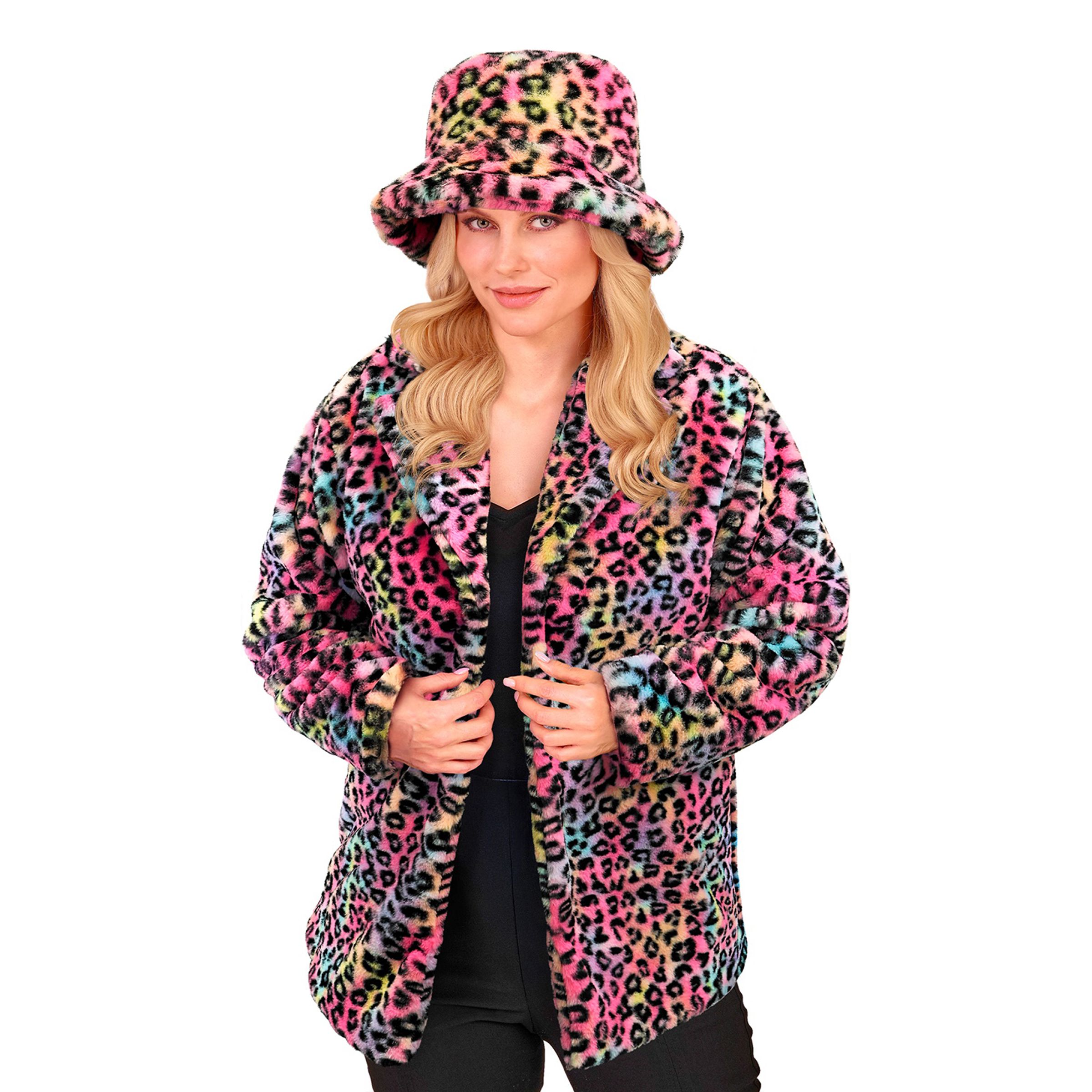 Pälsjacka Leopard Rosa - XX-Large | Hem - Maskerad - Tillbehör - Maskeradaccessoarer | Party Outlet