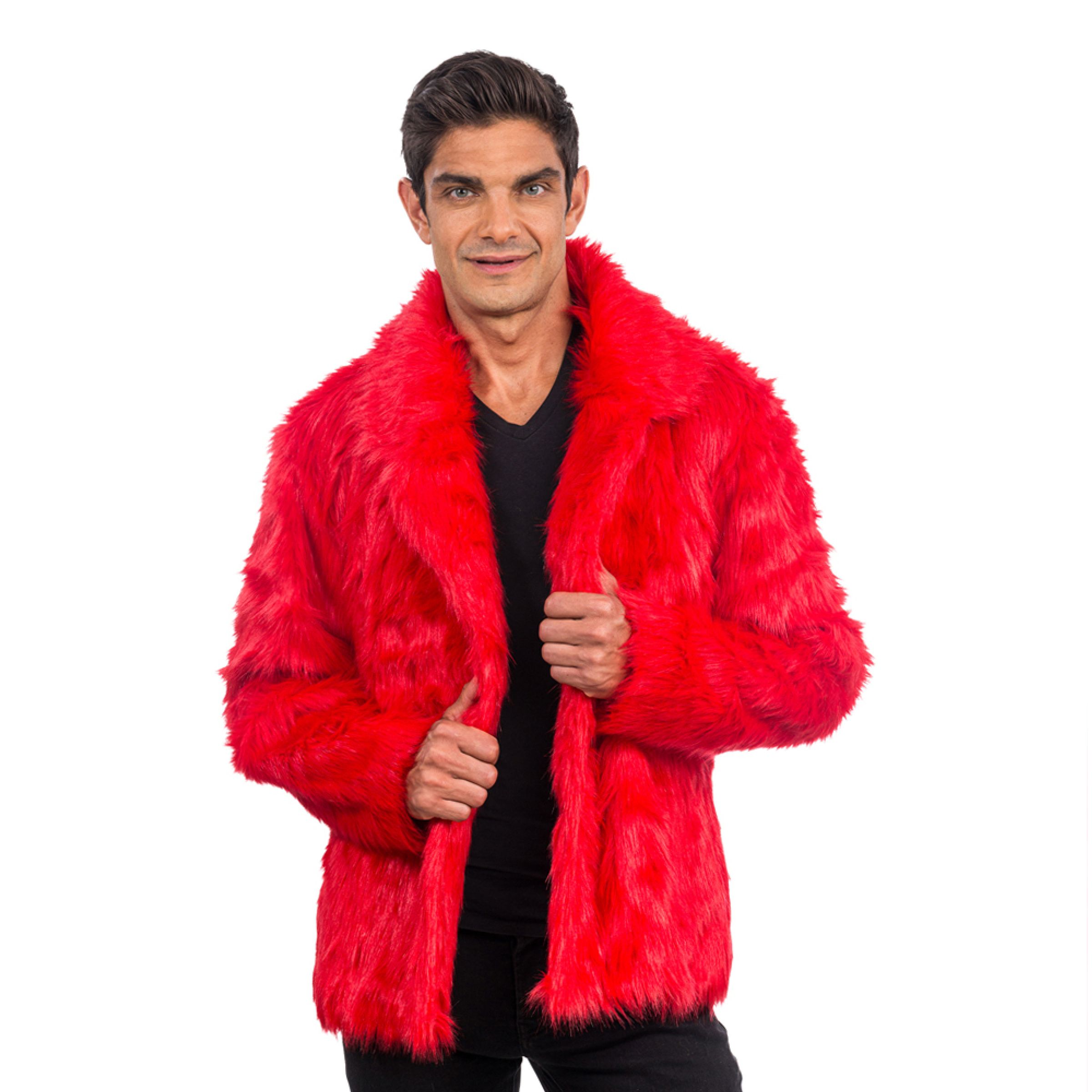 Pälsjacka Röd - X-Large | Hem - Roliga Prylar - Kläder - Jackor | Maskeradspecialisten