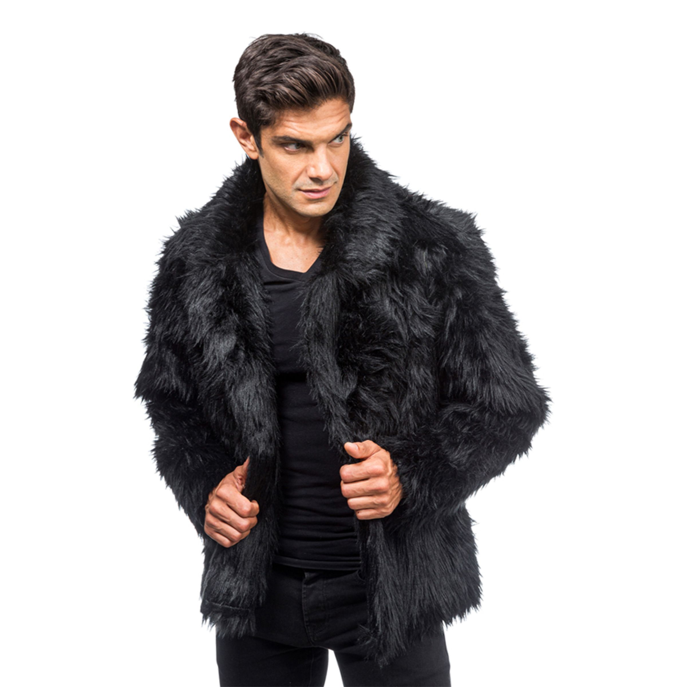 Pälsjacka Svart - Medium | Hem - Roliga Prylar - Kläder - Jackor | Maskeradspecialisten