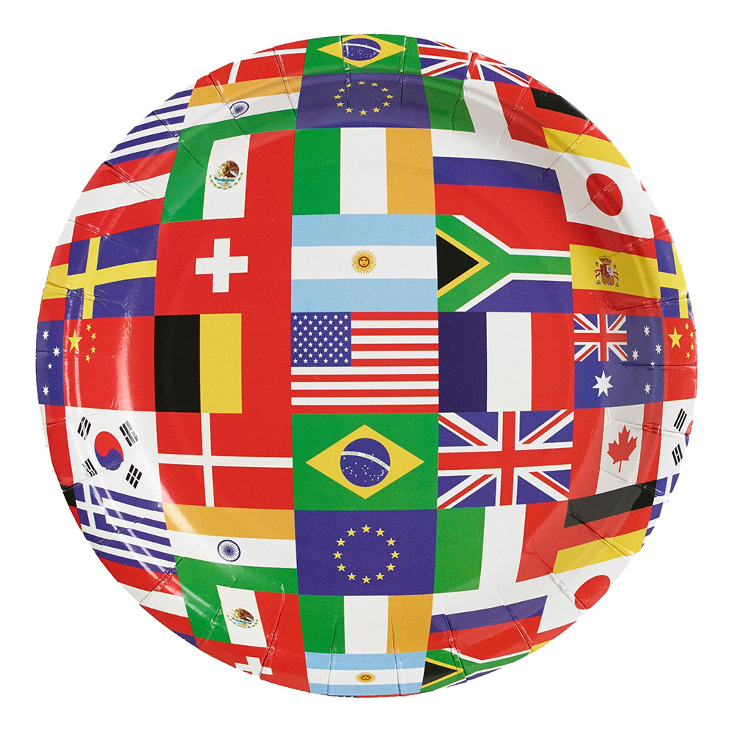 Läs mer om Pappersassietter Internationella Flaggor - 8-pack