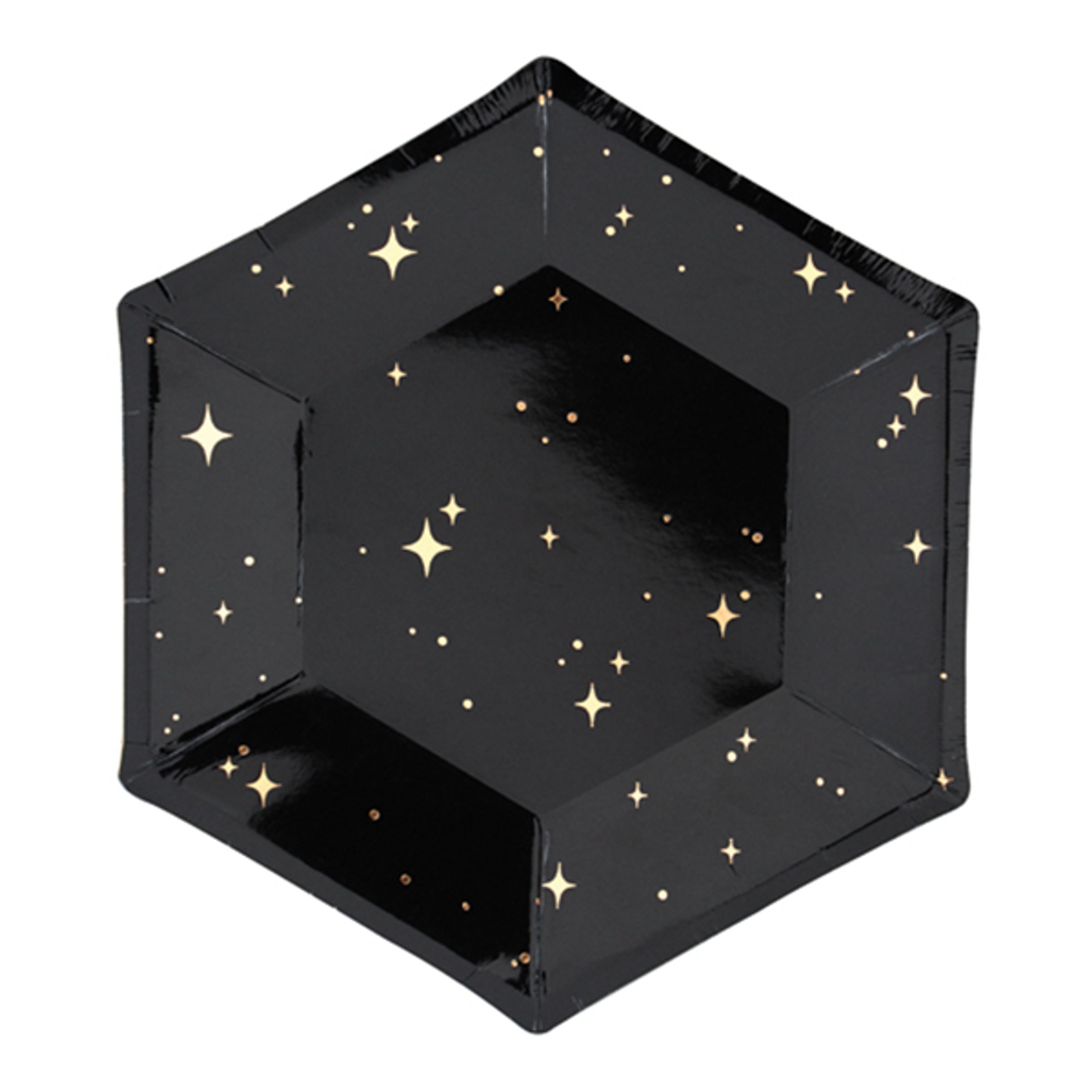 Läs mer om Pappersassietter Guldstjärnor Hexagon Celebrate - 6-pack