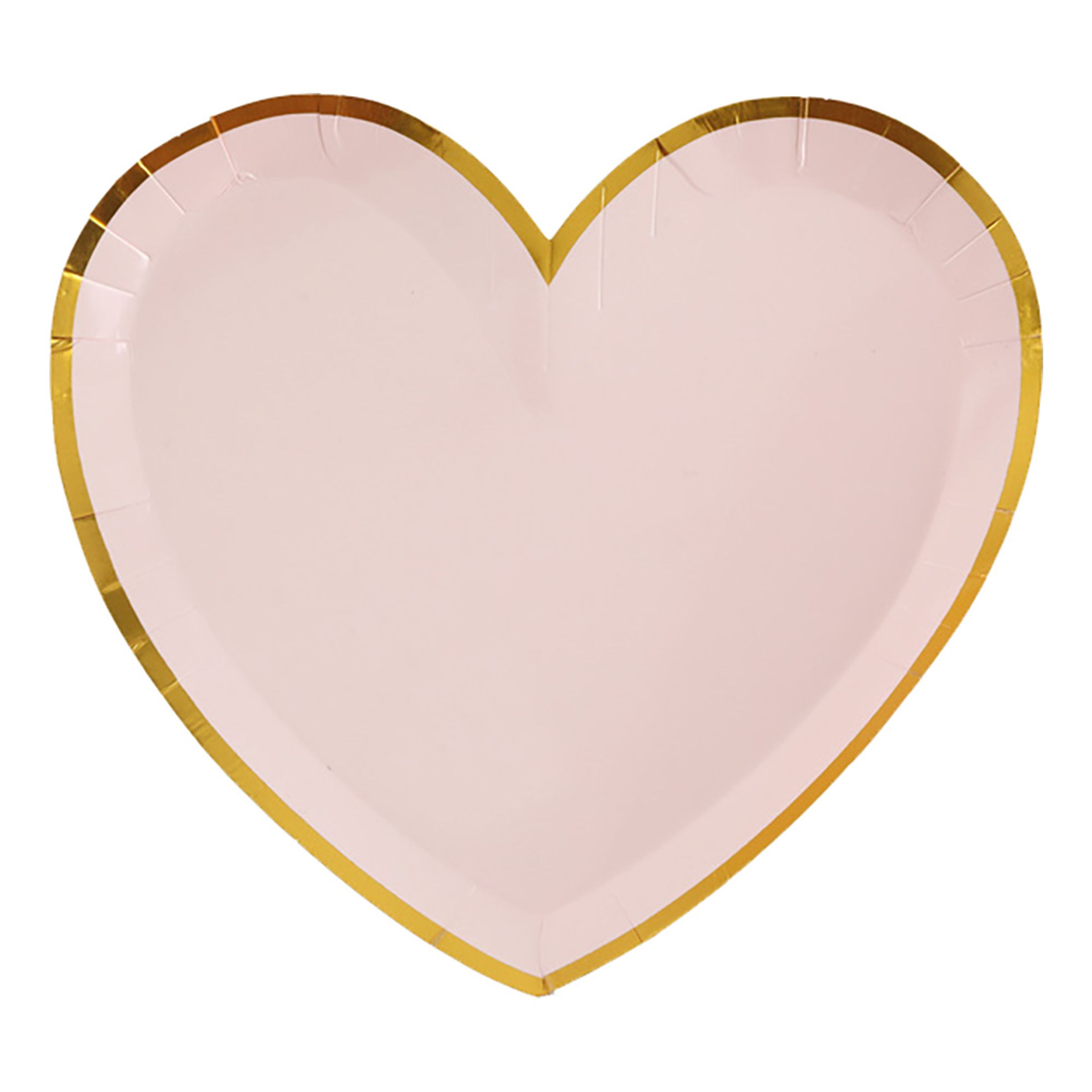 Papperstallrikar Hjärta Rosa/Guld - 10-pack