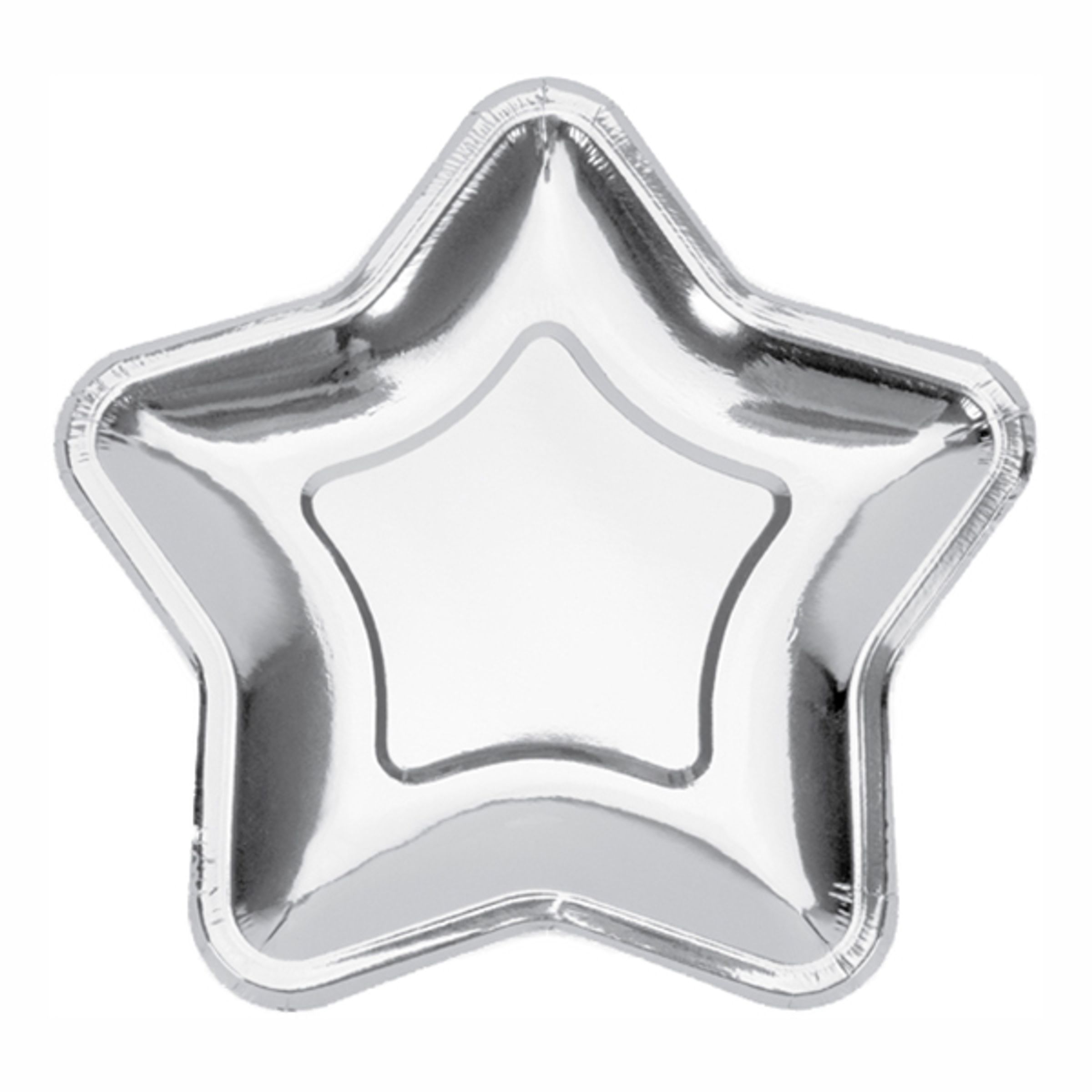 Läs mer om Pappersassietter Stjärnor Silver Metallic - 6-pack
