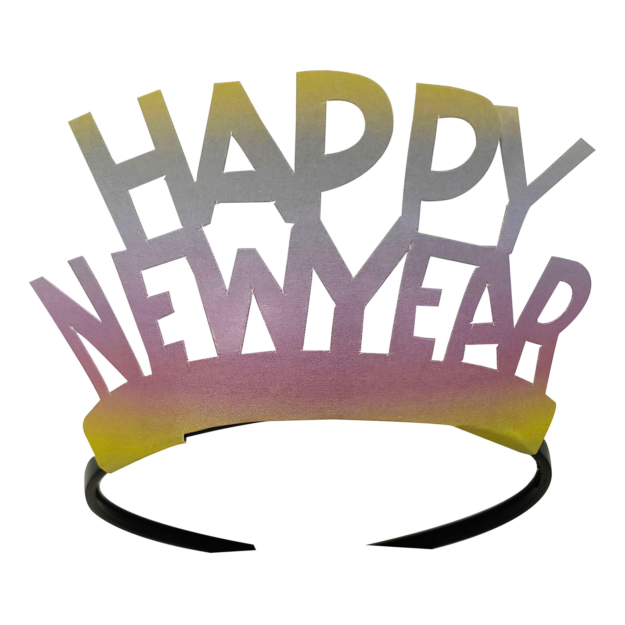 Pappersdiadem Happy New Year - 4-pack | Hem - Festartiklar - Kalastillbehör - Partyhattar | Party Outlet