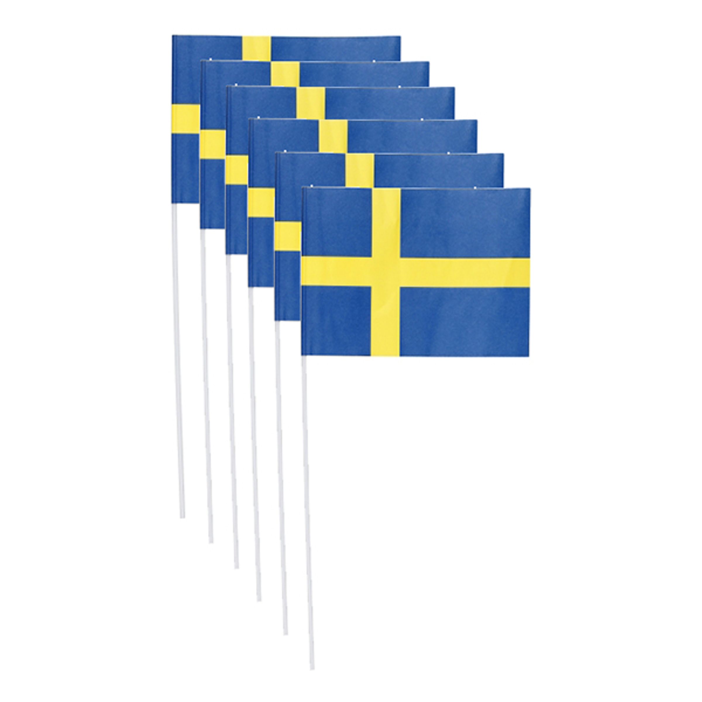 Pappersflaggor Sverige på Pinne - 6-pack