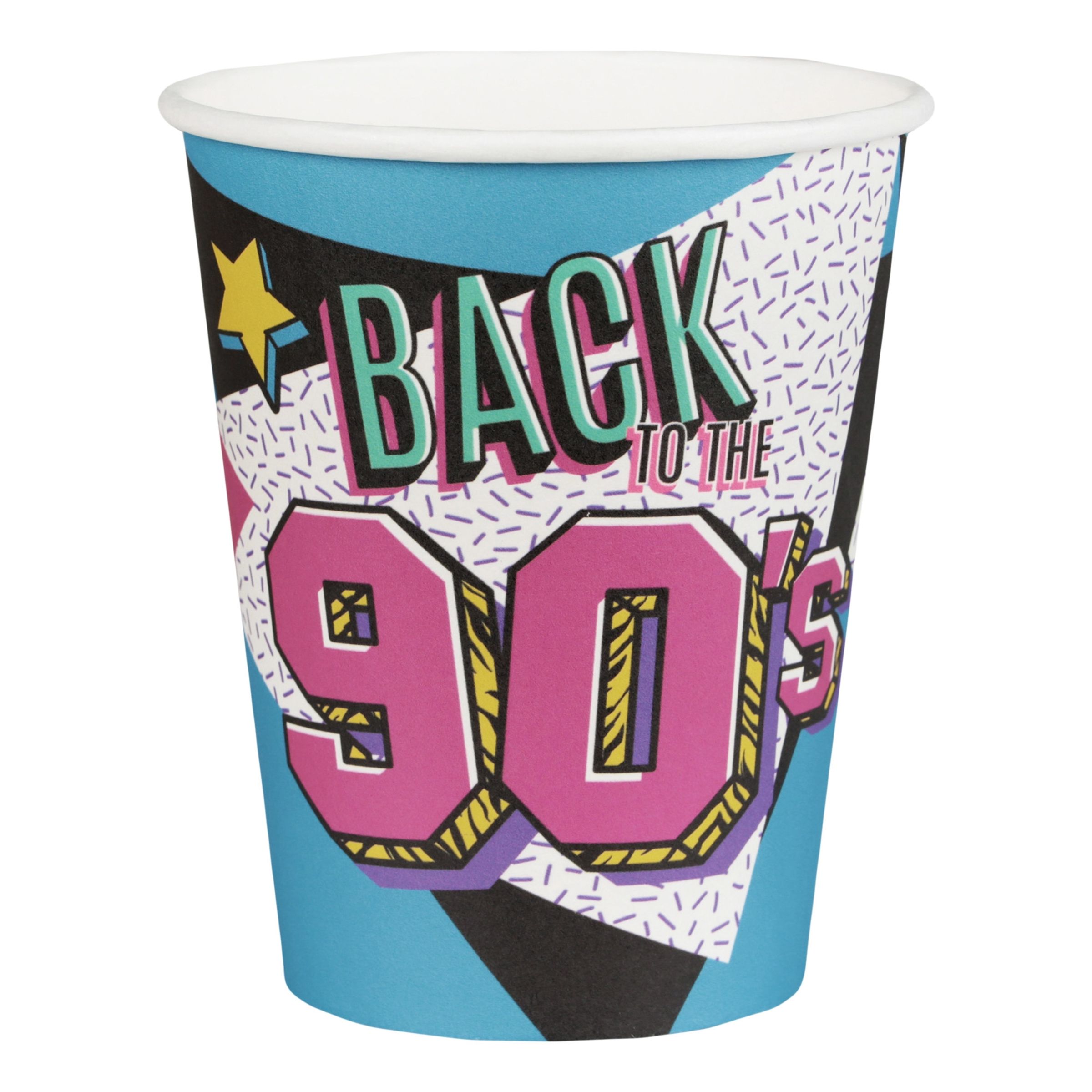Pappersmuggar 90s Party - 10-pack | Hem - Festartiklar - Dukning - Engångsmuggar & Glas - Pappersmuggar | Pryloteket