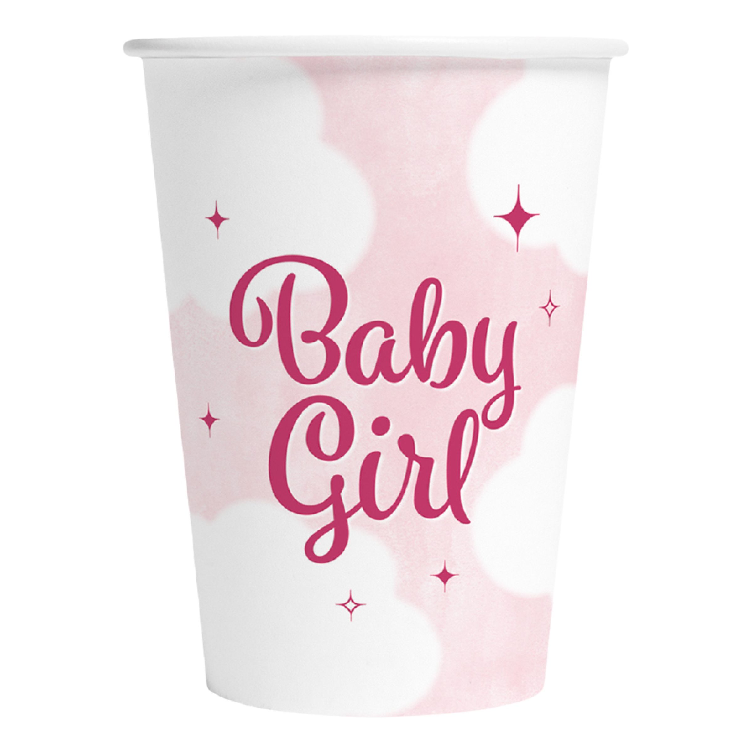 Pappersmuggar Baby Girl - 8-pack | Hem - Festartiklar - Dukning - Engångsmuggar & Glas - Pappersmuggar | Maskeradspecialisten