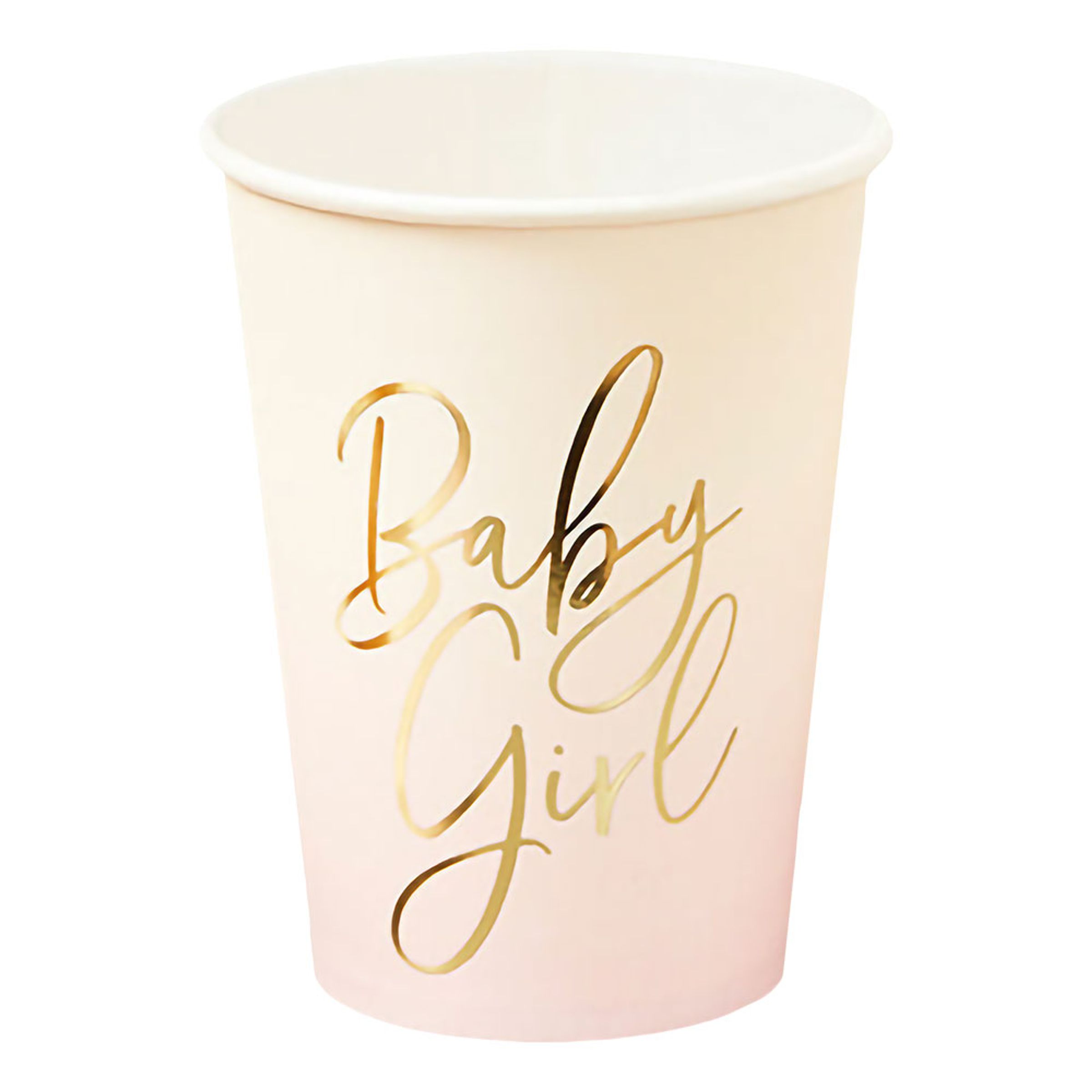 Pappersmuggar Baby Girl Ljusrosa - 8-pack | Hem//Festartiklar//Dukning//Engångsmuggar & Glas | PartyOutlet