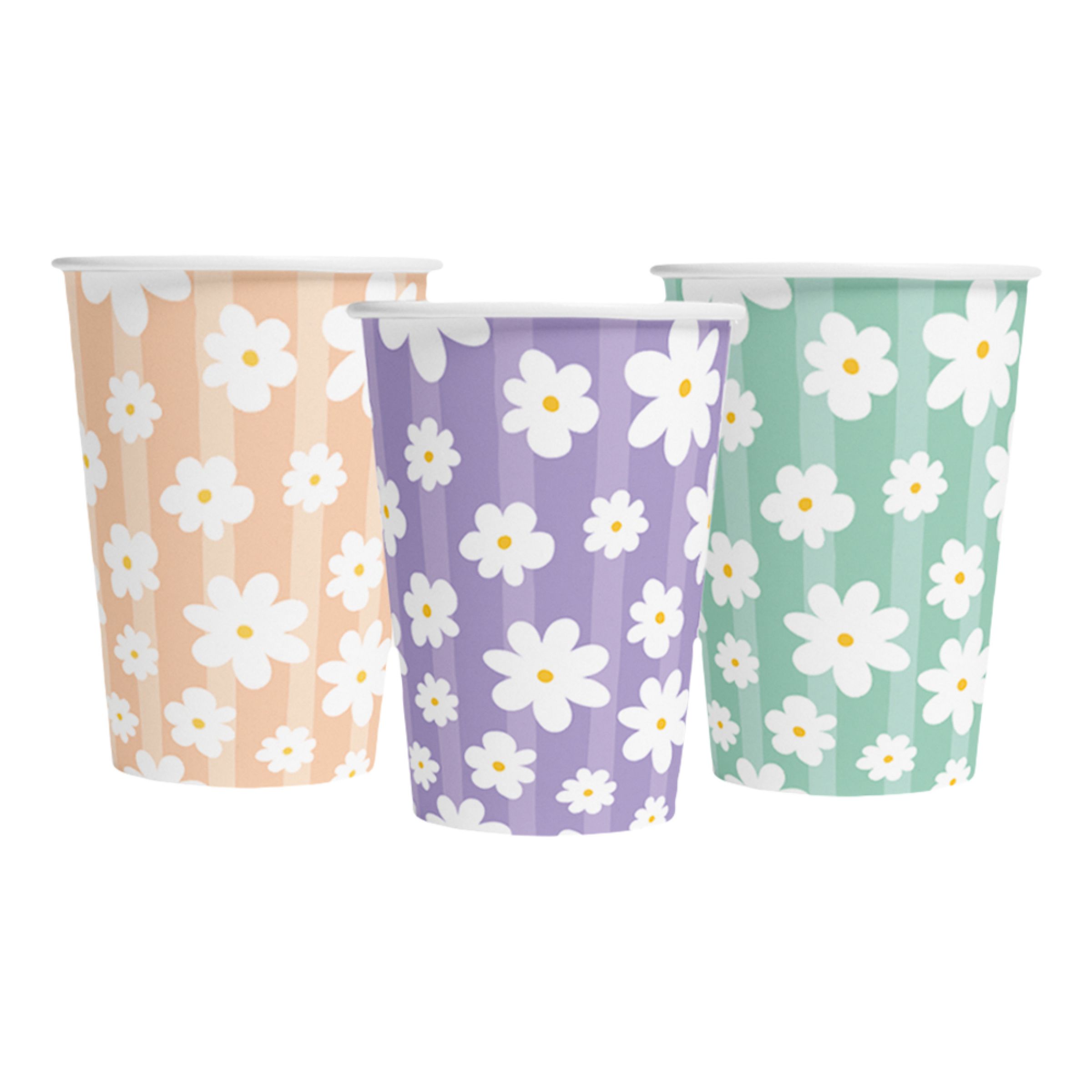 Pappersmuggar Daisies - 8-pack | Hem - Teman - Festteman - Sommarfest | Maskeradspecialisten