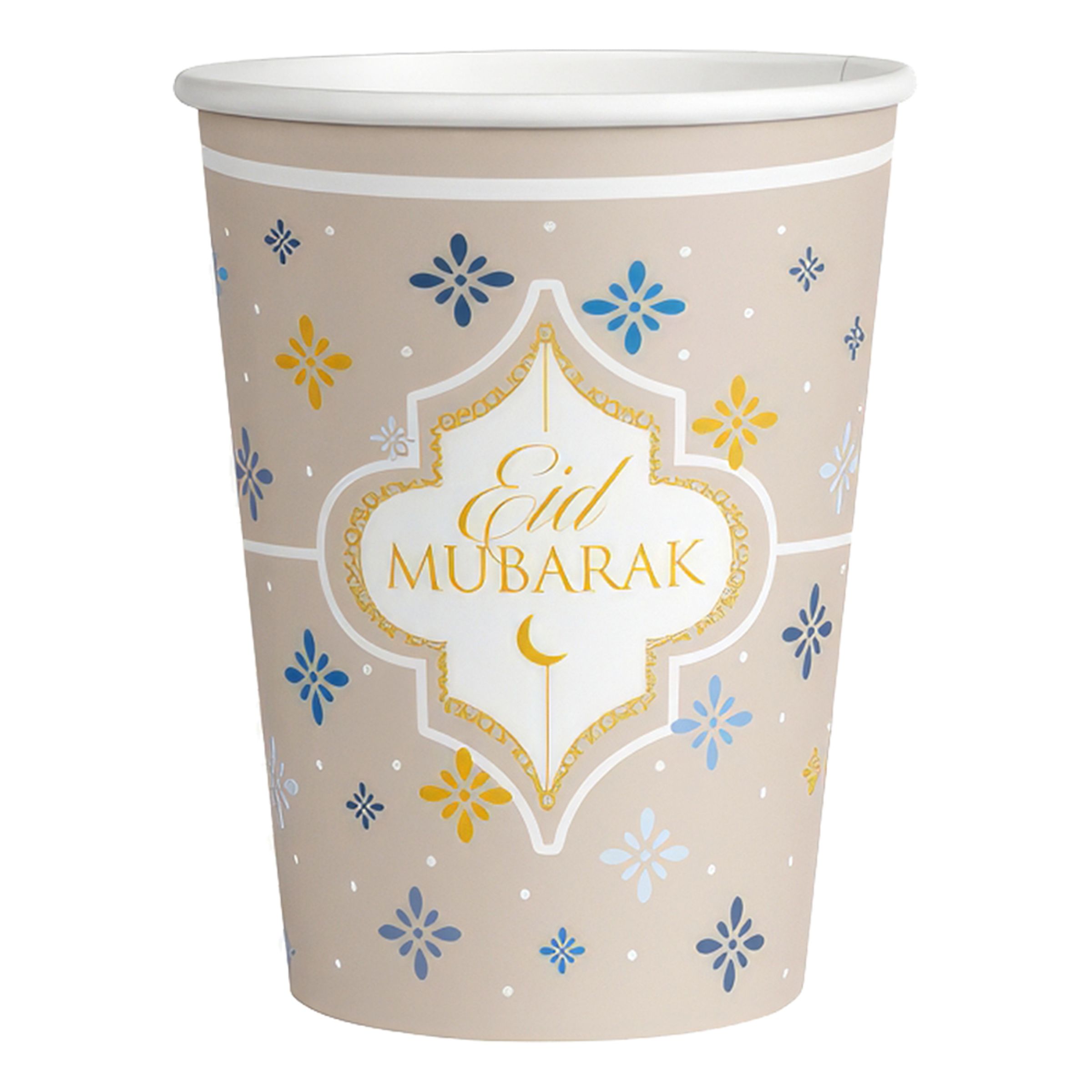 Läs mer om Pappersmuggar Eid Mubarak - 8-pack