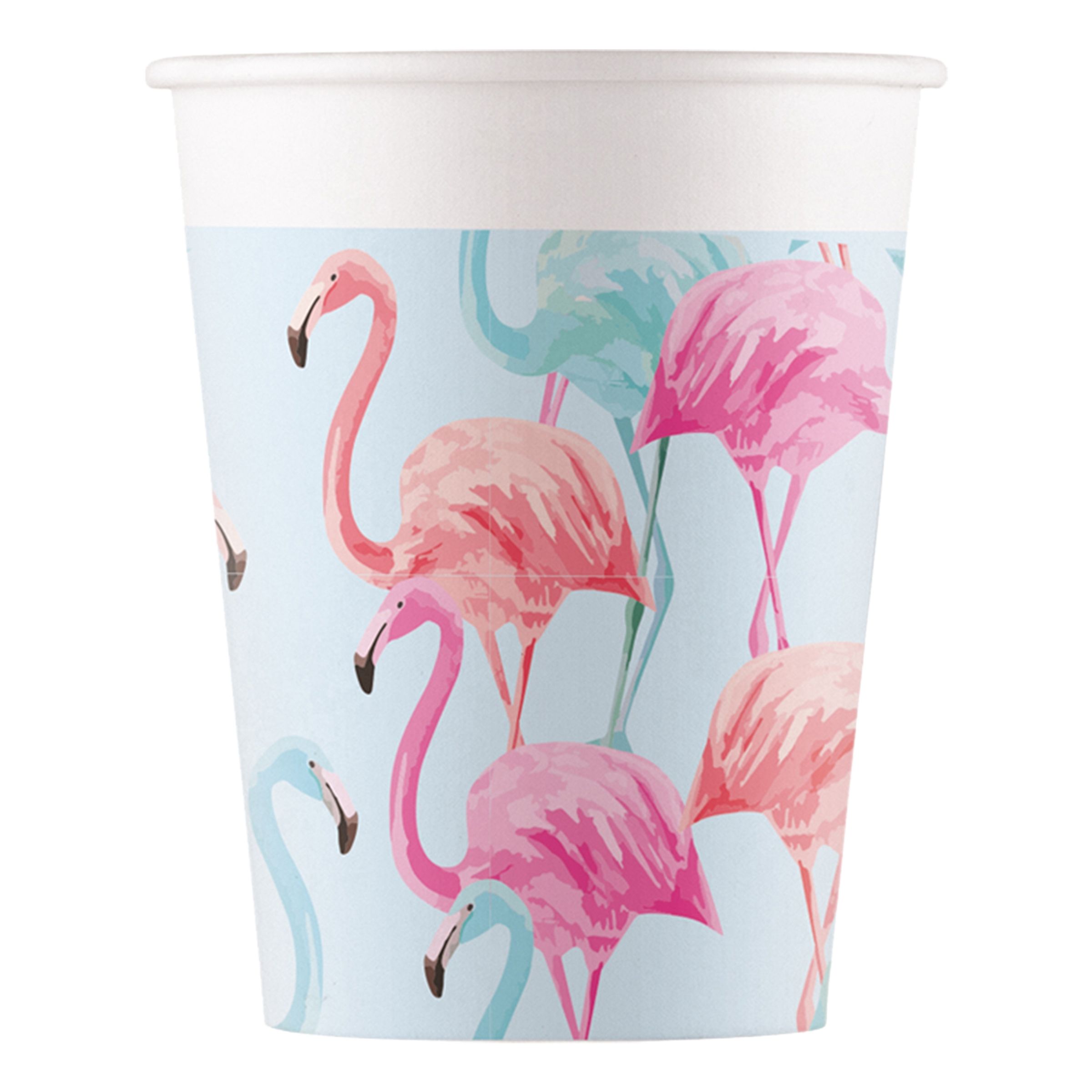 Läs mer om Pappersmuggar Flamingos - 8-pack