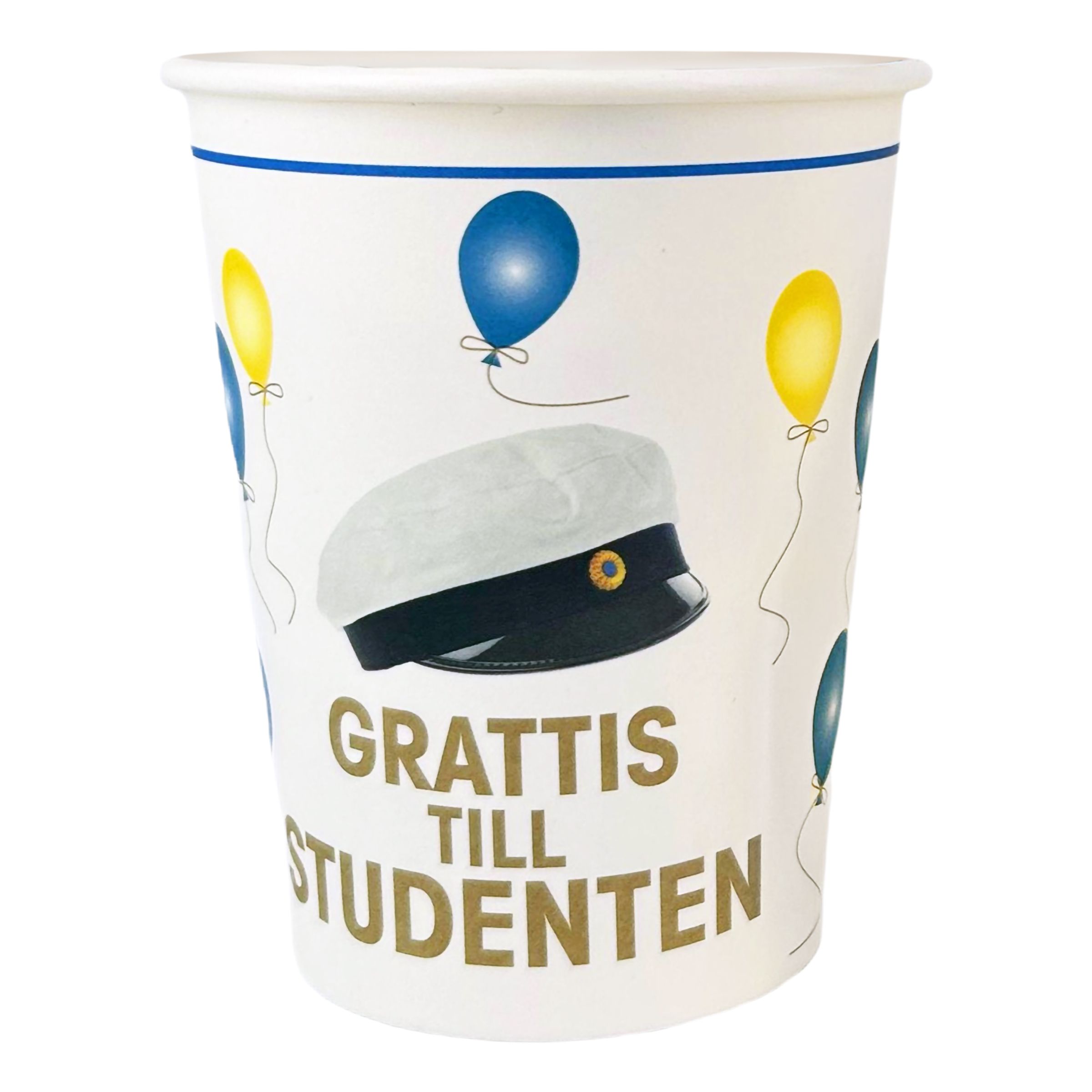 Pappersmuggar Grattis till Studenten - 8-pack | Hem - Festartiklar - Dukning - Engångsmuggar & Glas | Maskeradspecialisten